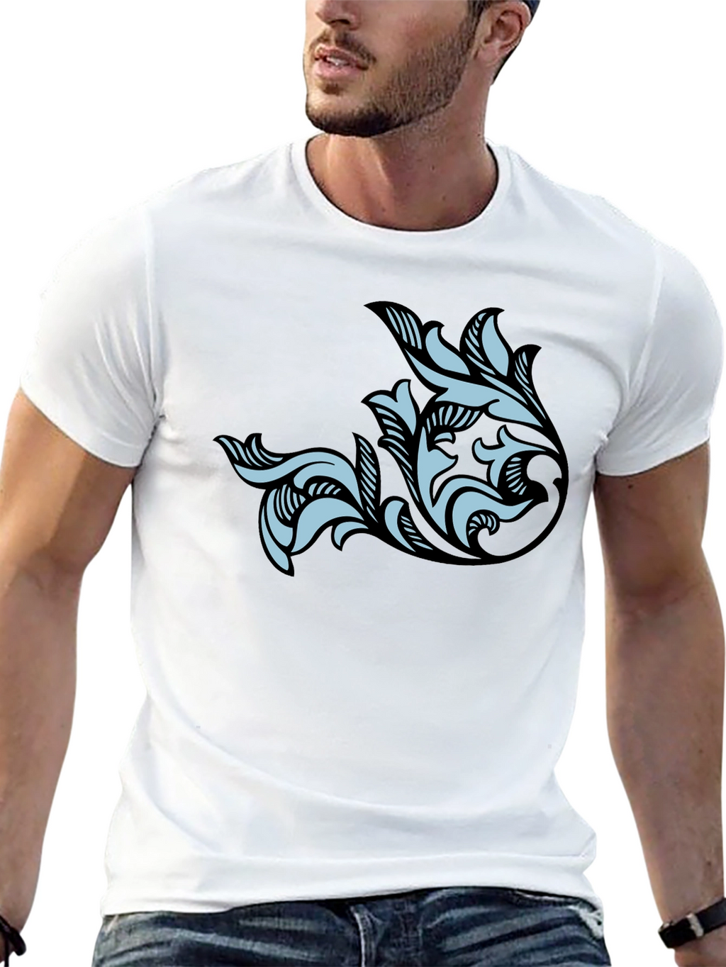 Stylish Black T-Shirt with Floral Graphic Print