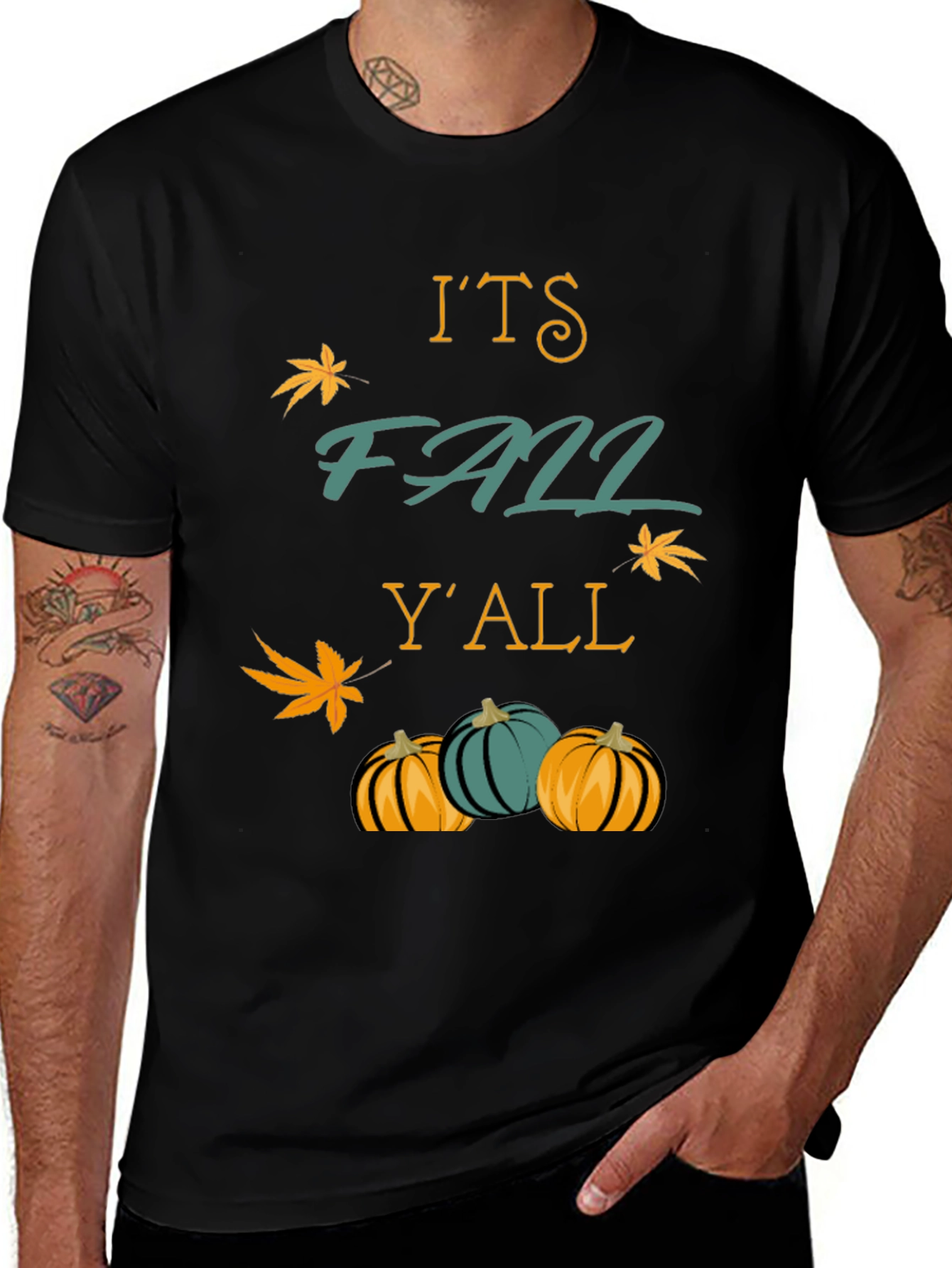 Its Fall Yall T-Shirt Autumn Pumpkins Maple Leaf