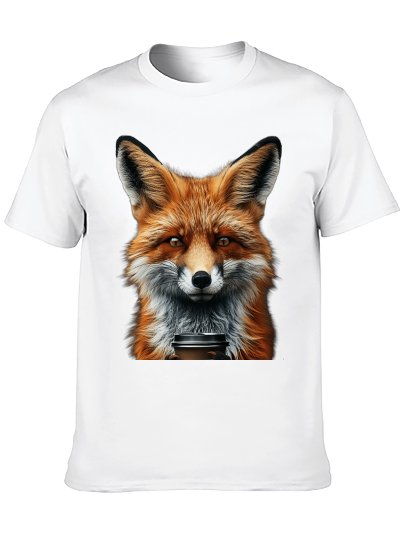 Fox with Coffee T-Shirt - Unique Animal Graphic Tee
