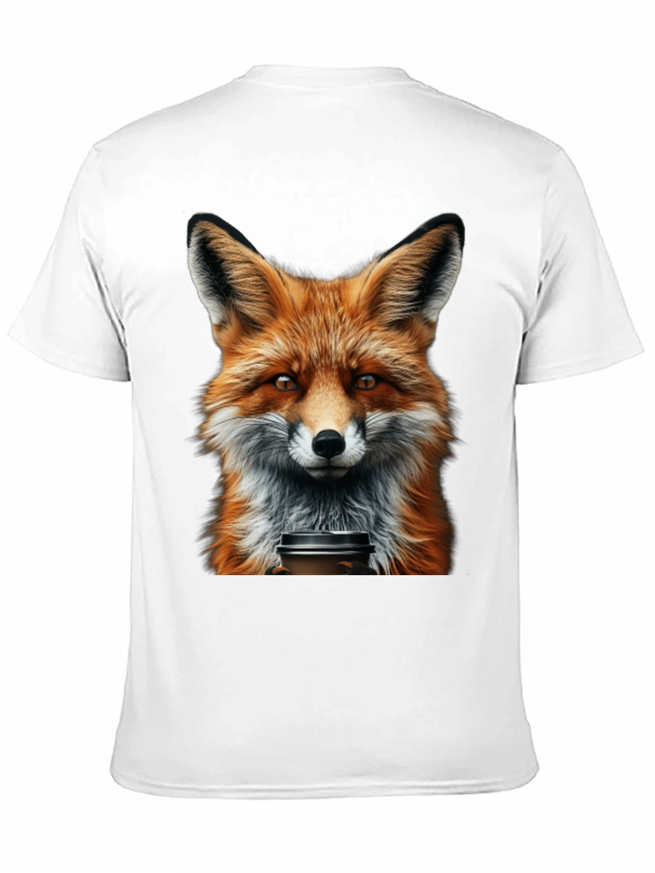 Fox with Coffee T-Shirt - Unique Animal Graphic Tee