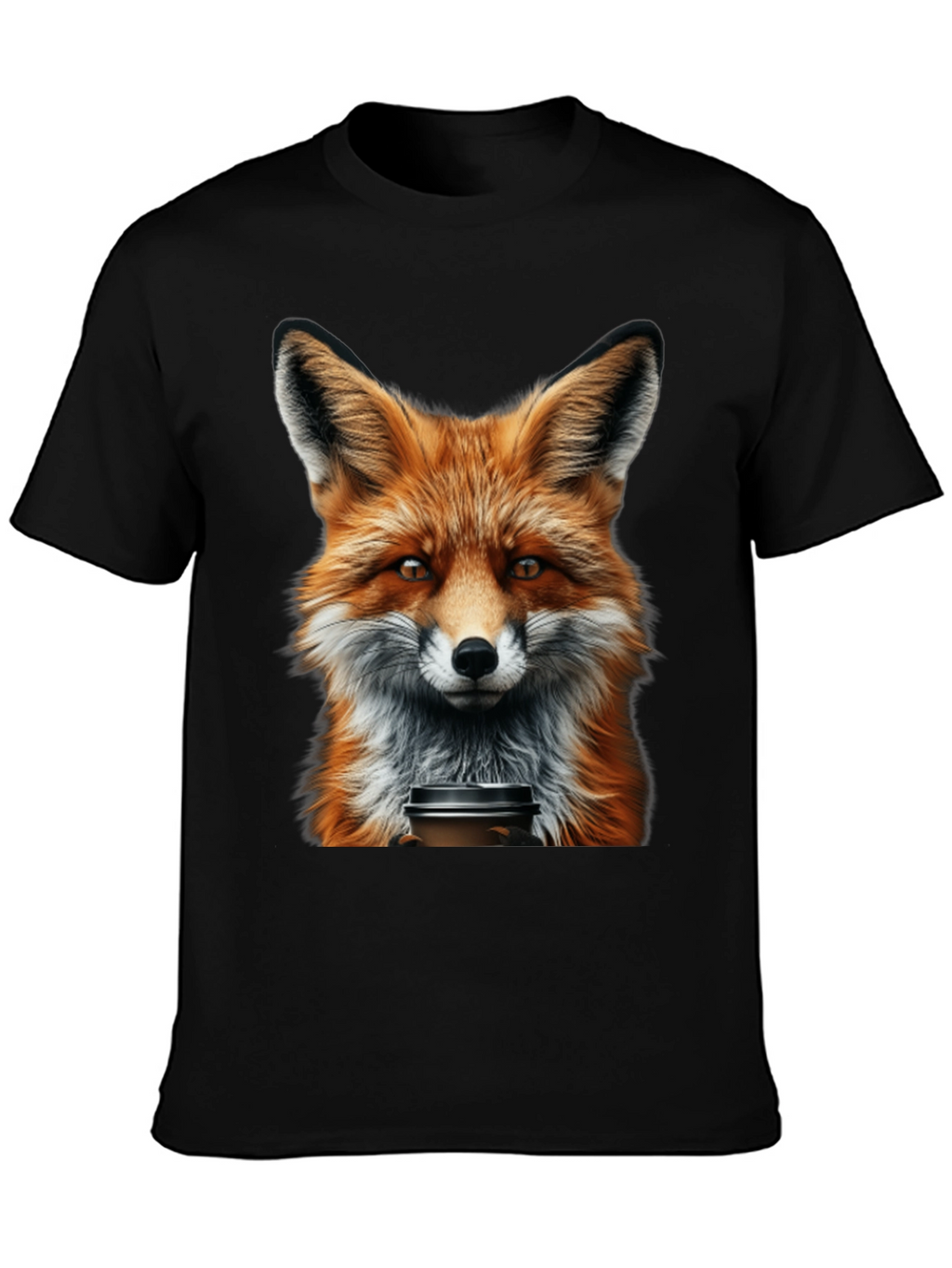 Fox with Coffee T-Shirt - Unique Animal Graphic Tee