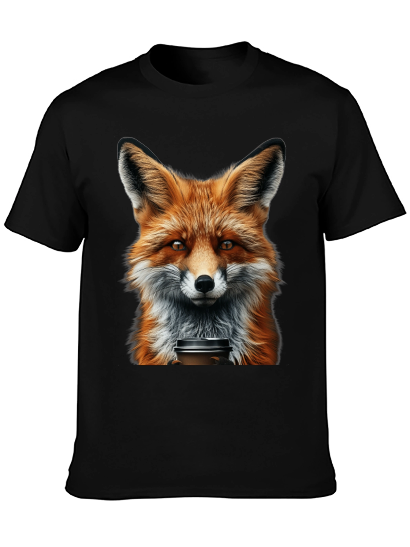 Fox with Coffee T-Shirt - Unique Animal Graphic Tee