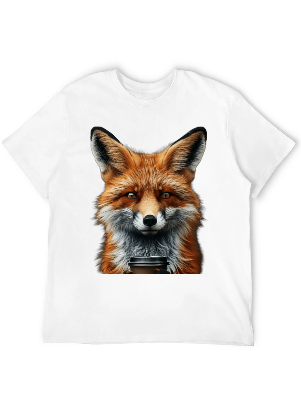 Fox with Coffee T-Shirt - Unique Animal Graphic Tee