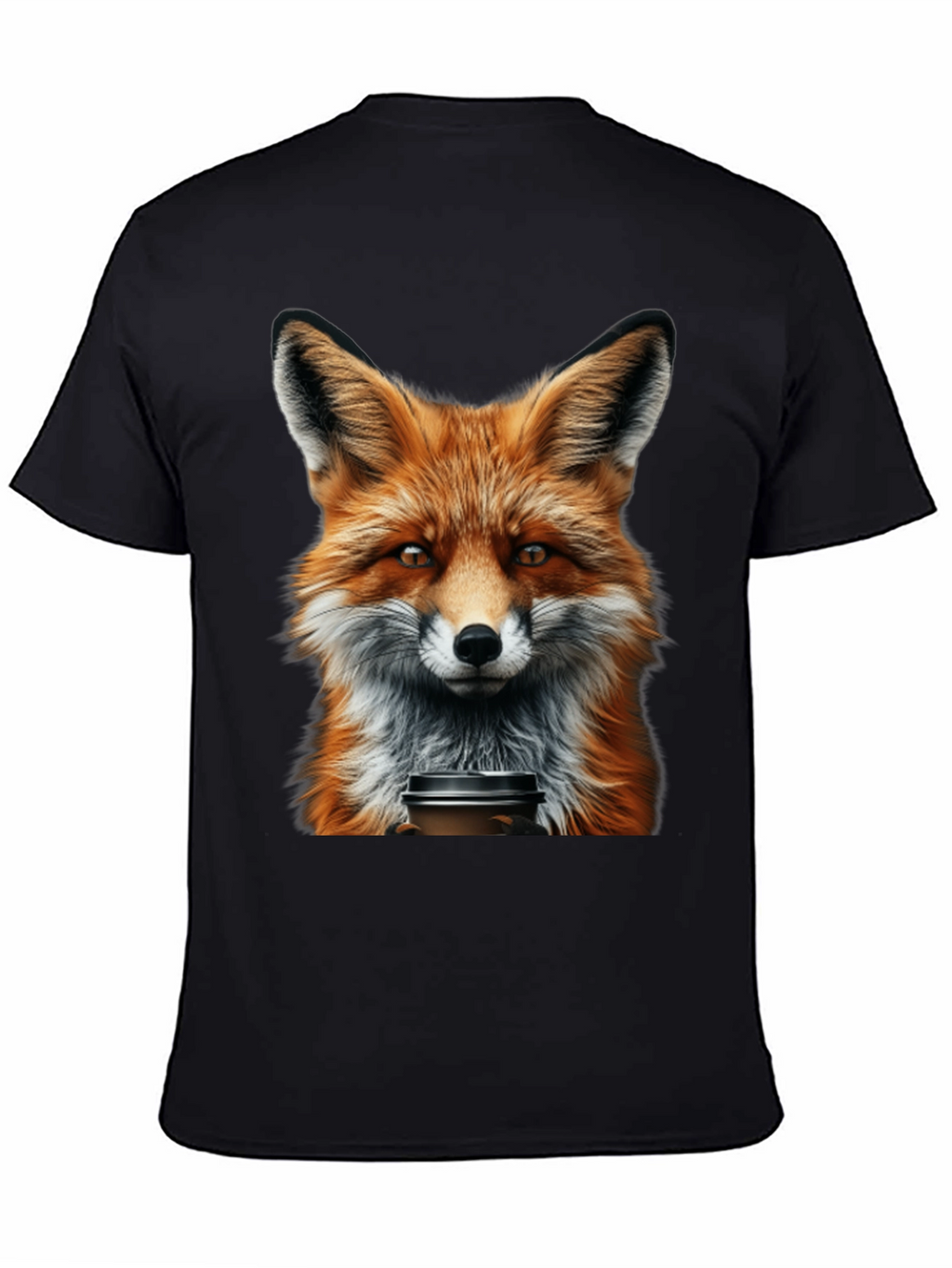 Fox with Coffee T-Shirt - Unique Animal Graphic Tee