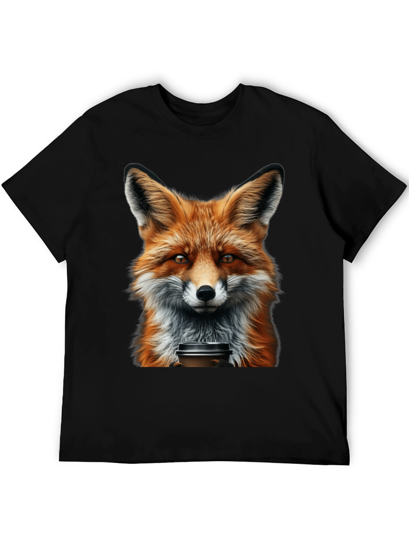 Fox with Coffee T-Shirt - Unique Animal Graphic Tee