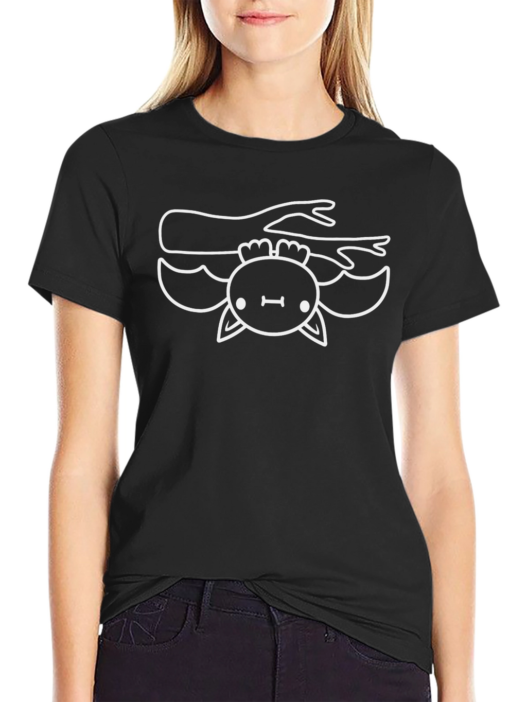Cute Bat on Branch Graphic Tee - Black