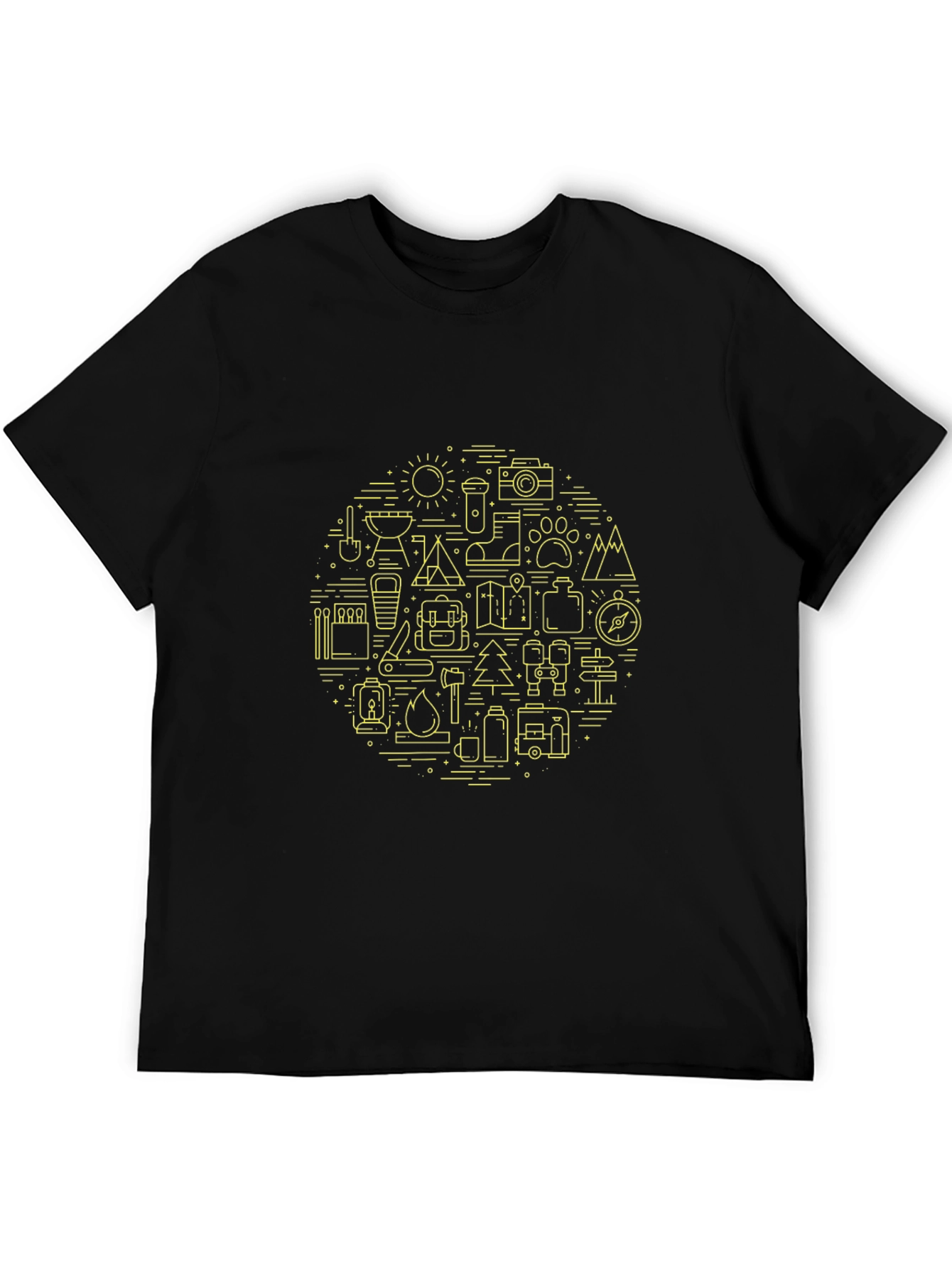 Camping Adventure Graphic T-Shirt - Black Crew Neck Tee