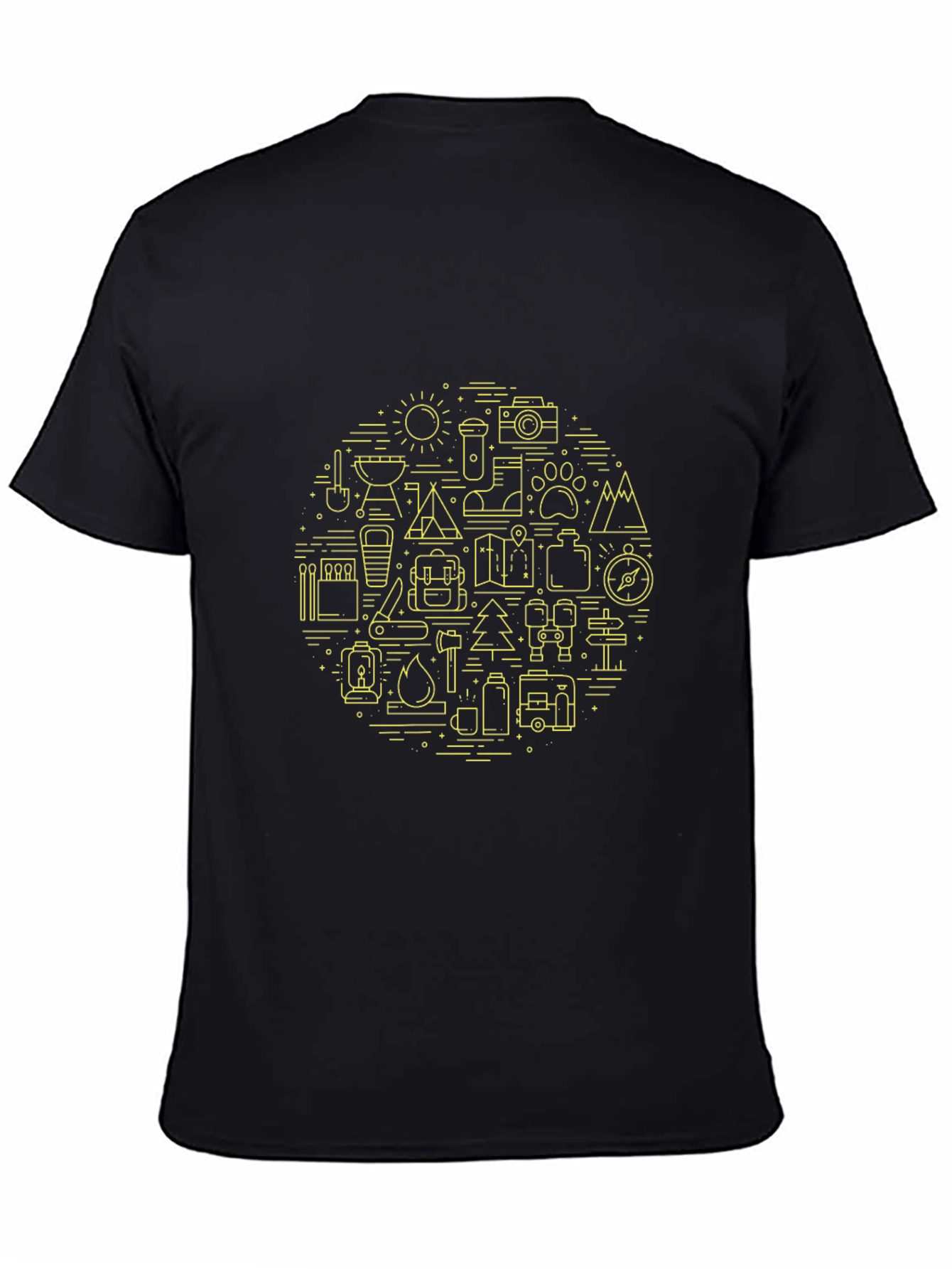 Camping Adventure Graphic T-Shirt - Black Crew Neck Tee