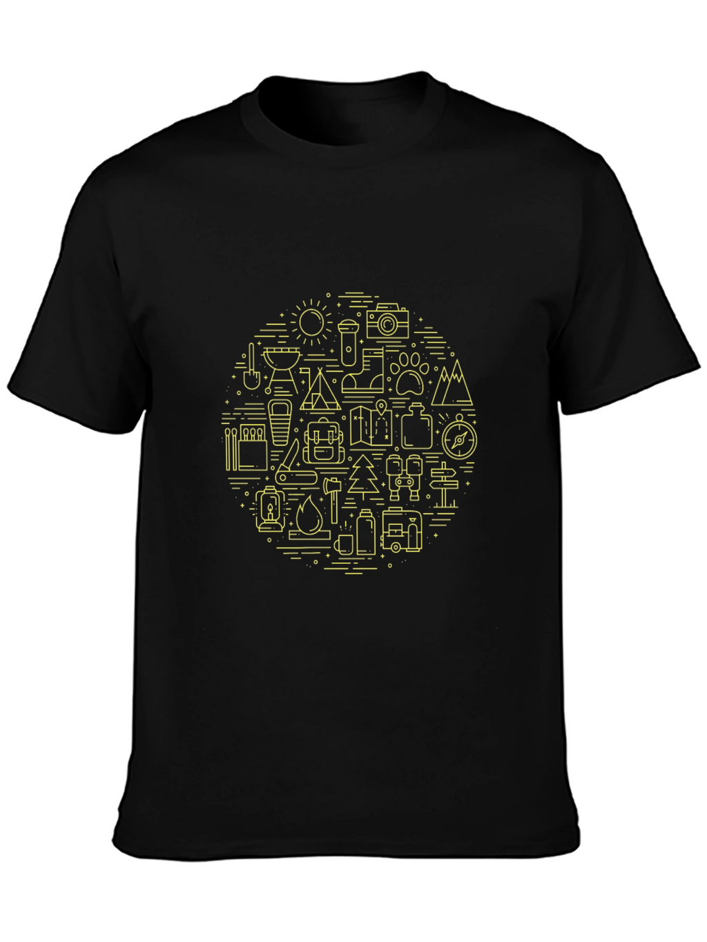 Camping Adventure Graphic T-Shirt - Black Crew Neck Tee