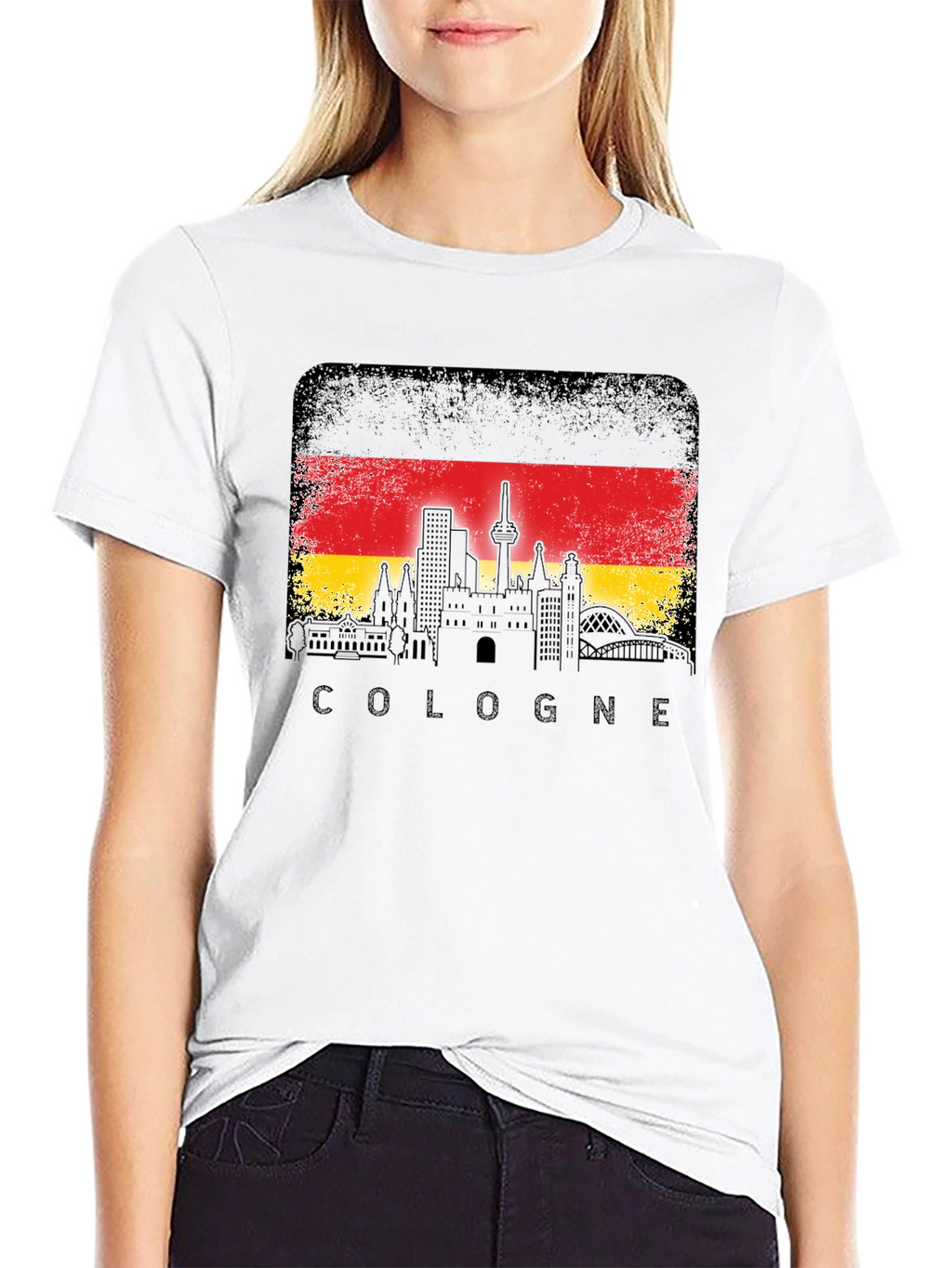 Cologne Germany Skyline Flag T-Shirt - Black