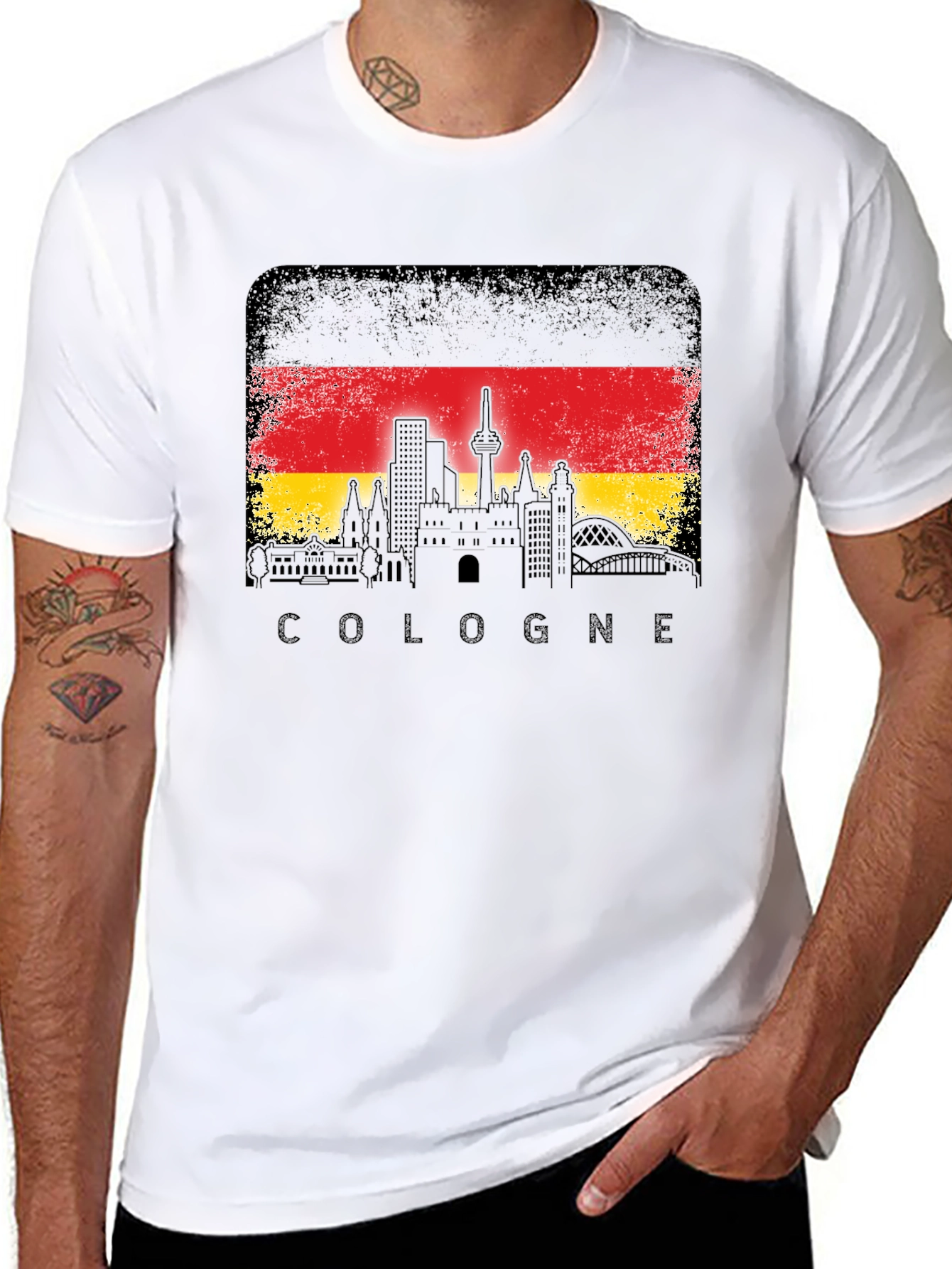 Cologne Germany Skyline Flag T-Shirt - Black