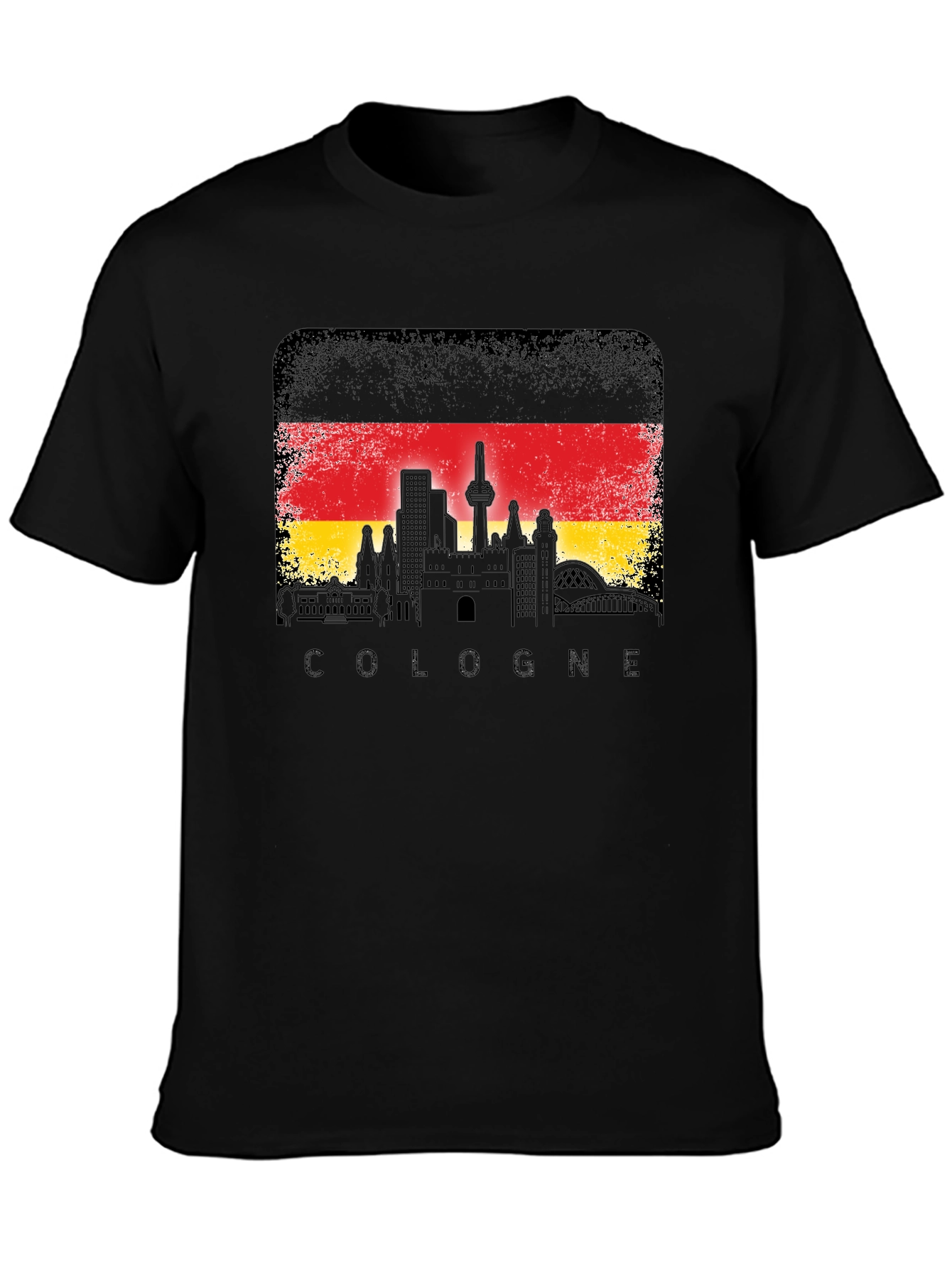 Cologne Germany Skyline Flag T-Shirt - Black