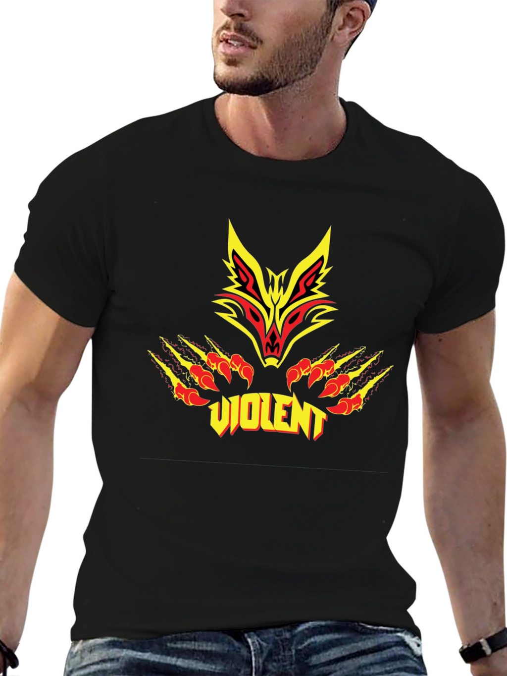Violent Wolf Graphic Black T-Shirt