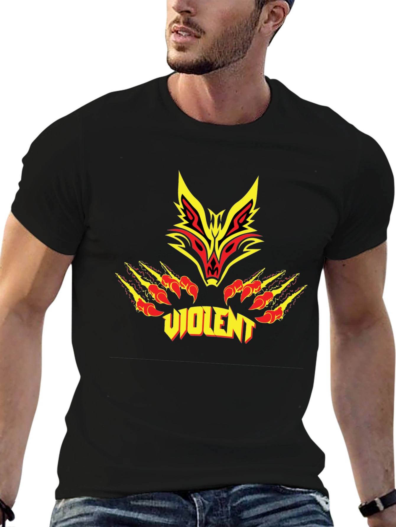Violent Wolf Graphic Black T-Shirt