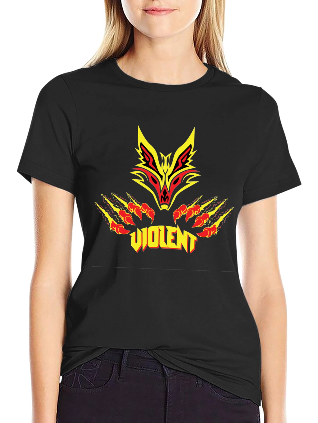 Violent Wolf Graphic Black T-Shirt