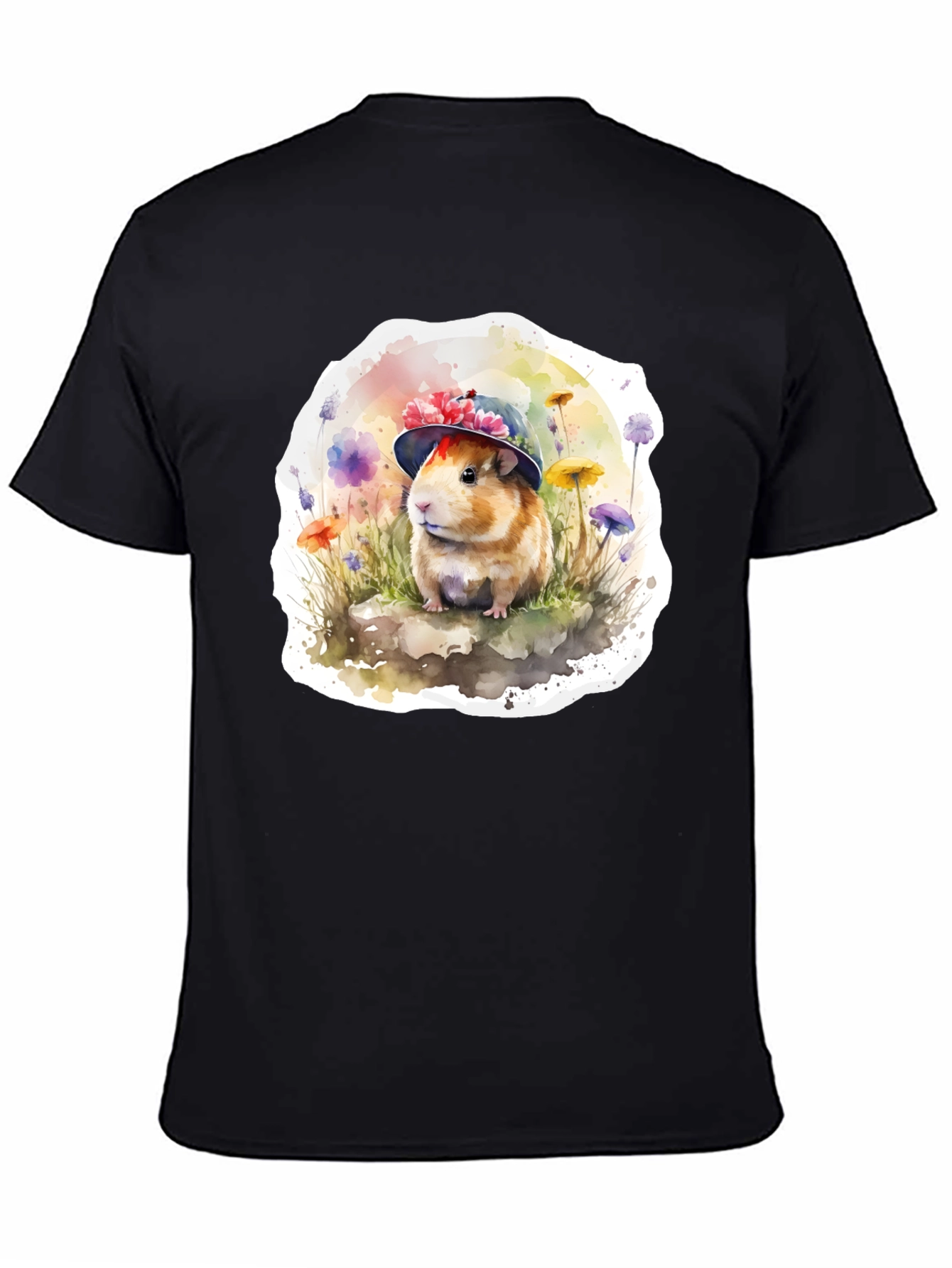 Cute Guinea Pig Hat T-Shirt - Watercolor Design