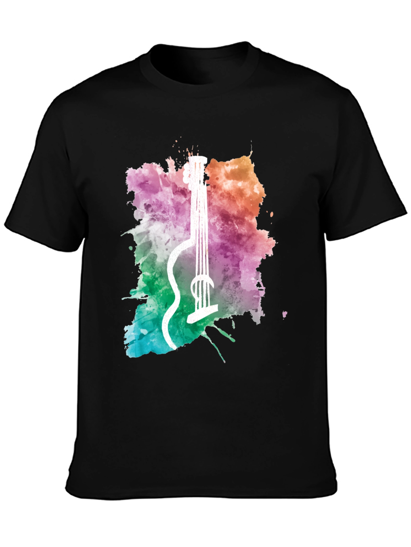 Watercolor Guitar Graphic Tee - Music Lover Shirt