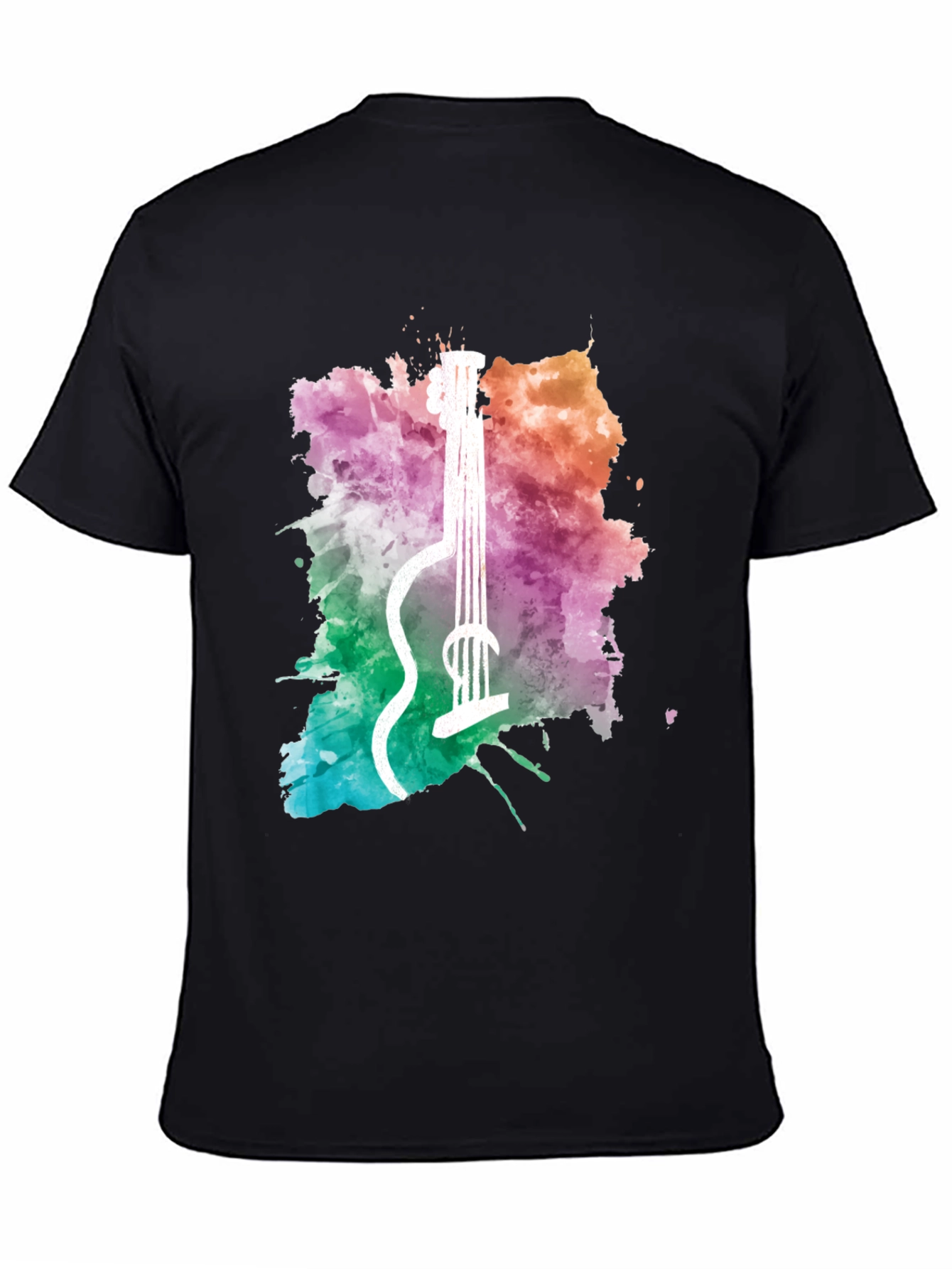 Watercolor Guitar Graphic Tee - Music Lover Shirt