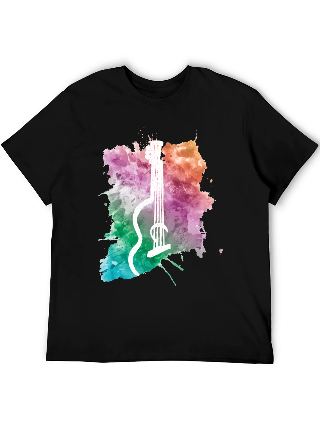 Watercolor Guitar Graphic Tee - Music Lover Shirt
