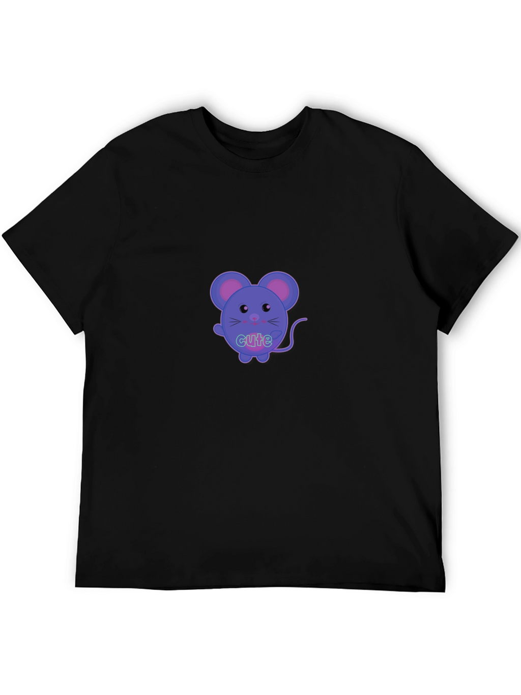 Cute Cartoon Mouse Graphic T-Shirt - Black
