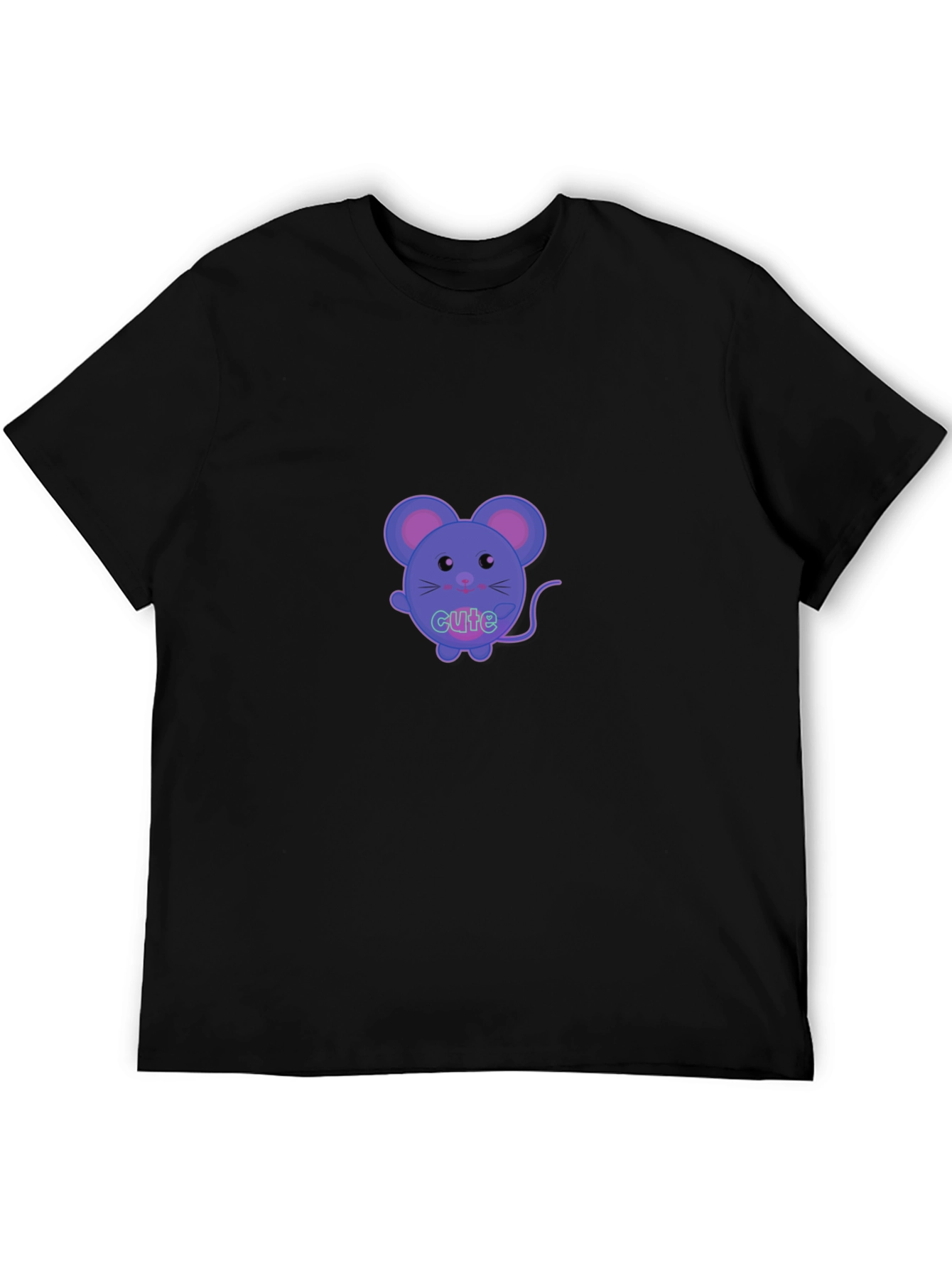 Cute Cartoon Mouse Graphic T-Shirt - Black