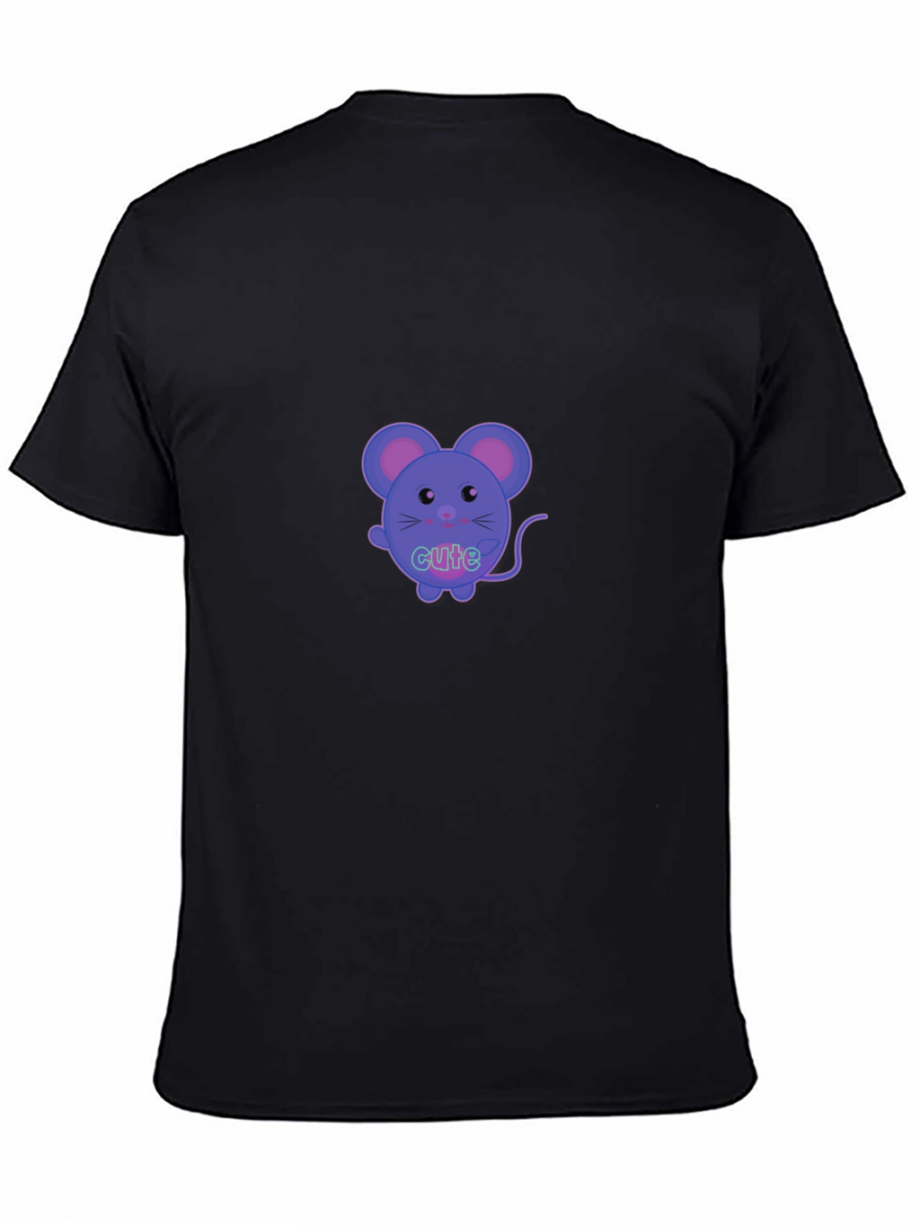 Cute Cartoon Mouse Graphic T-Shirt - Black