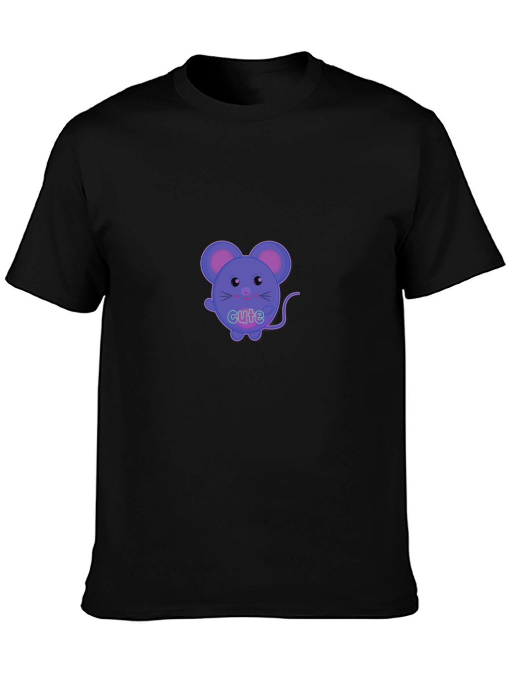 Cute Cartoon Mouse Graphic T-Shirt - Black