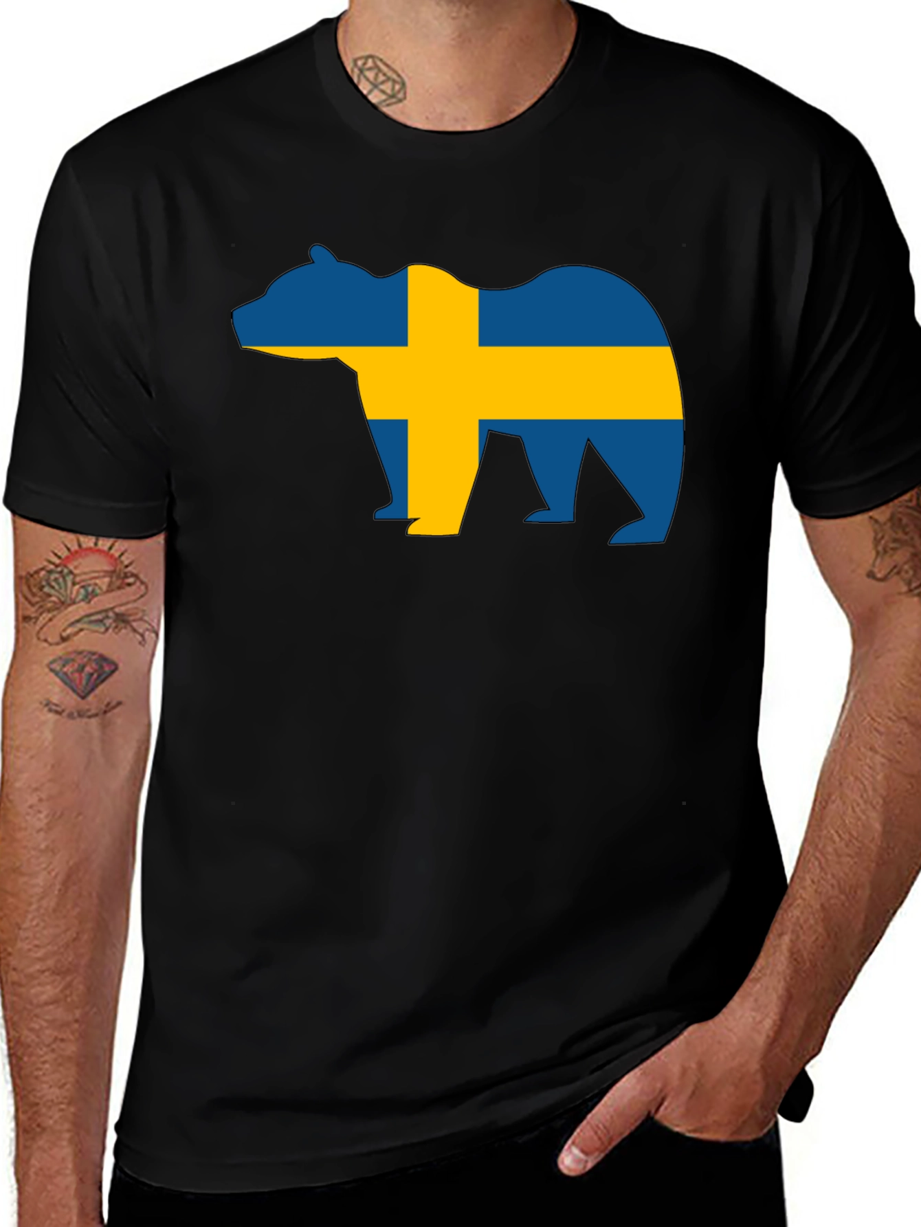 Sweden Flag Bear Graphic T-Shirt