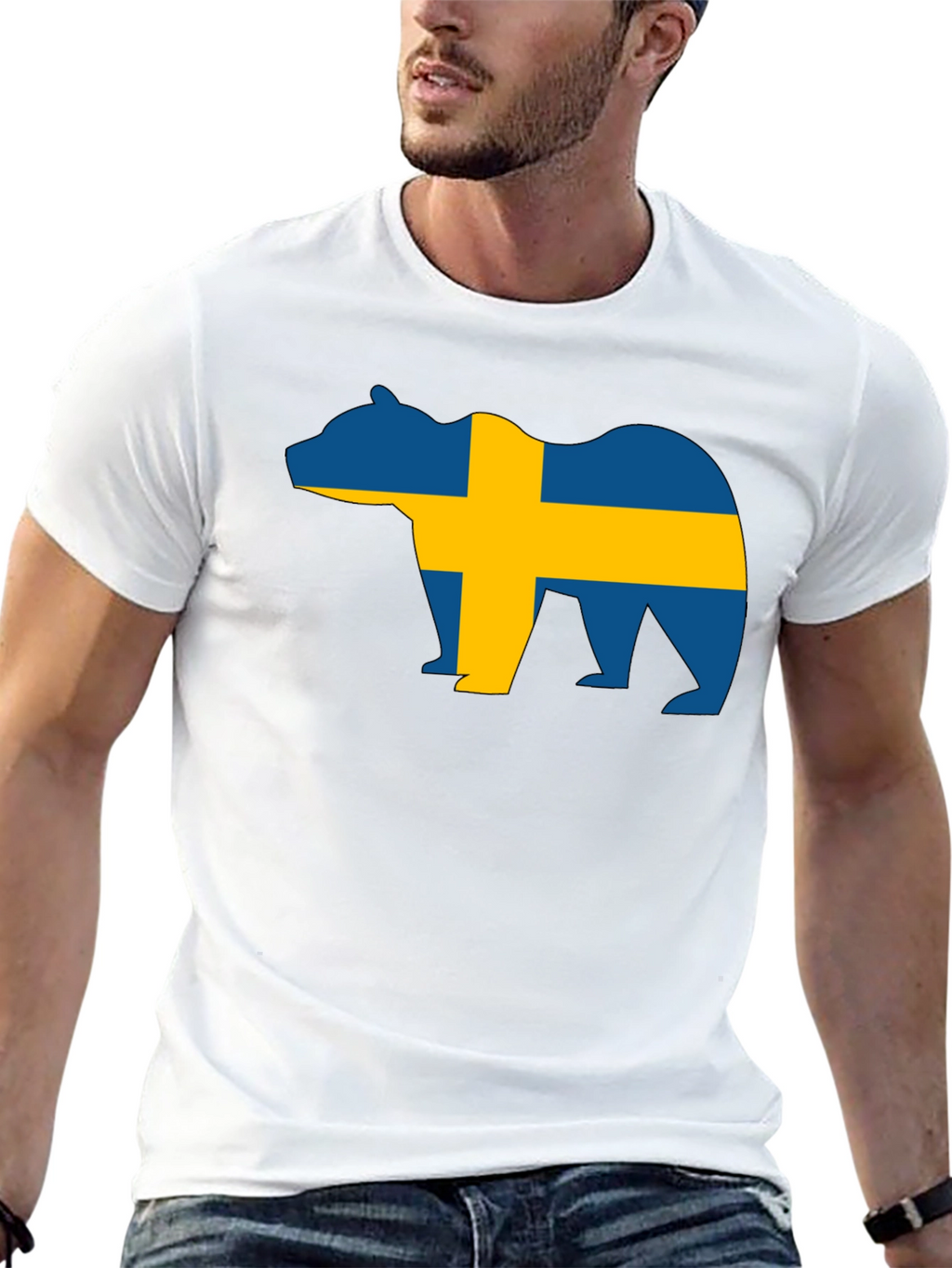 Sweden Flag Bear Graphic T-Shirt