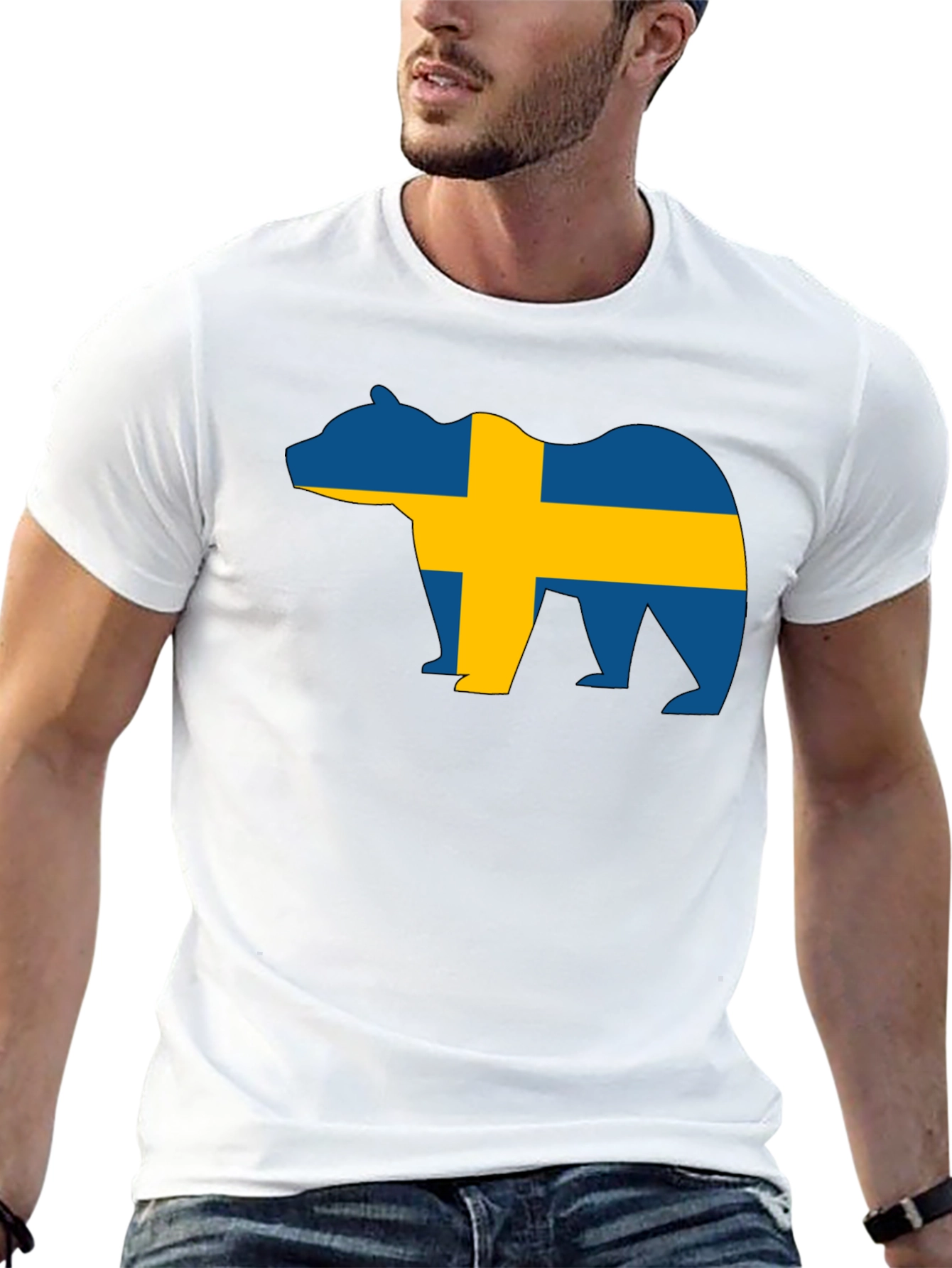 Sweden Flag Bear Graphic T-Shirt