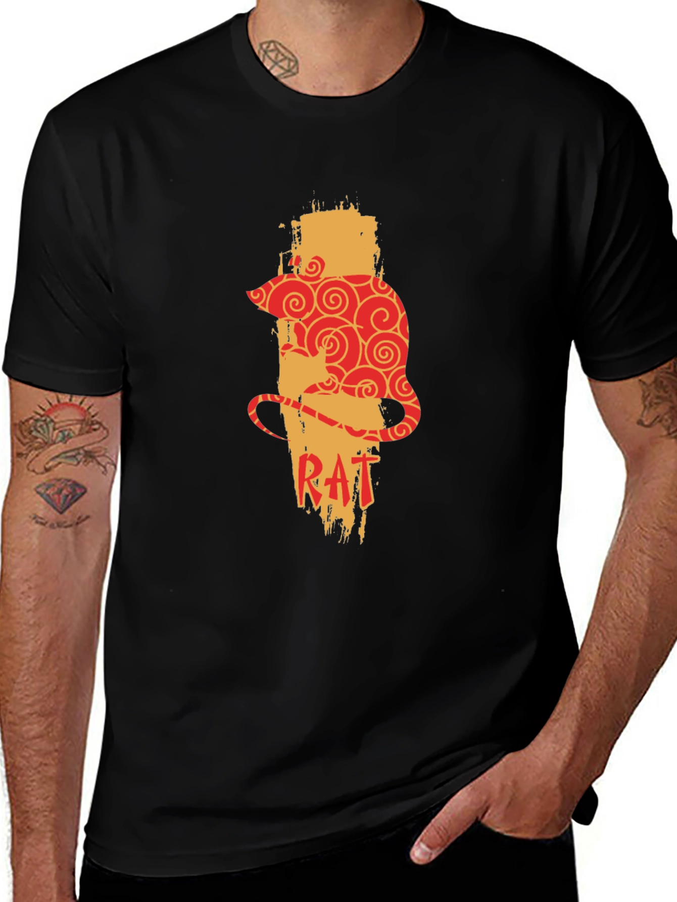 Rat Zodiac Graphic Print Mens T-Shirt