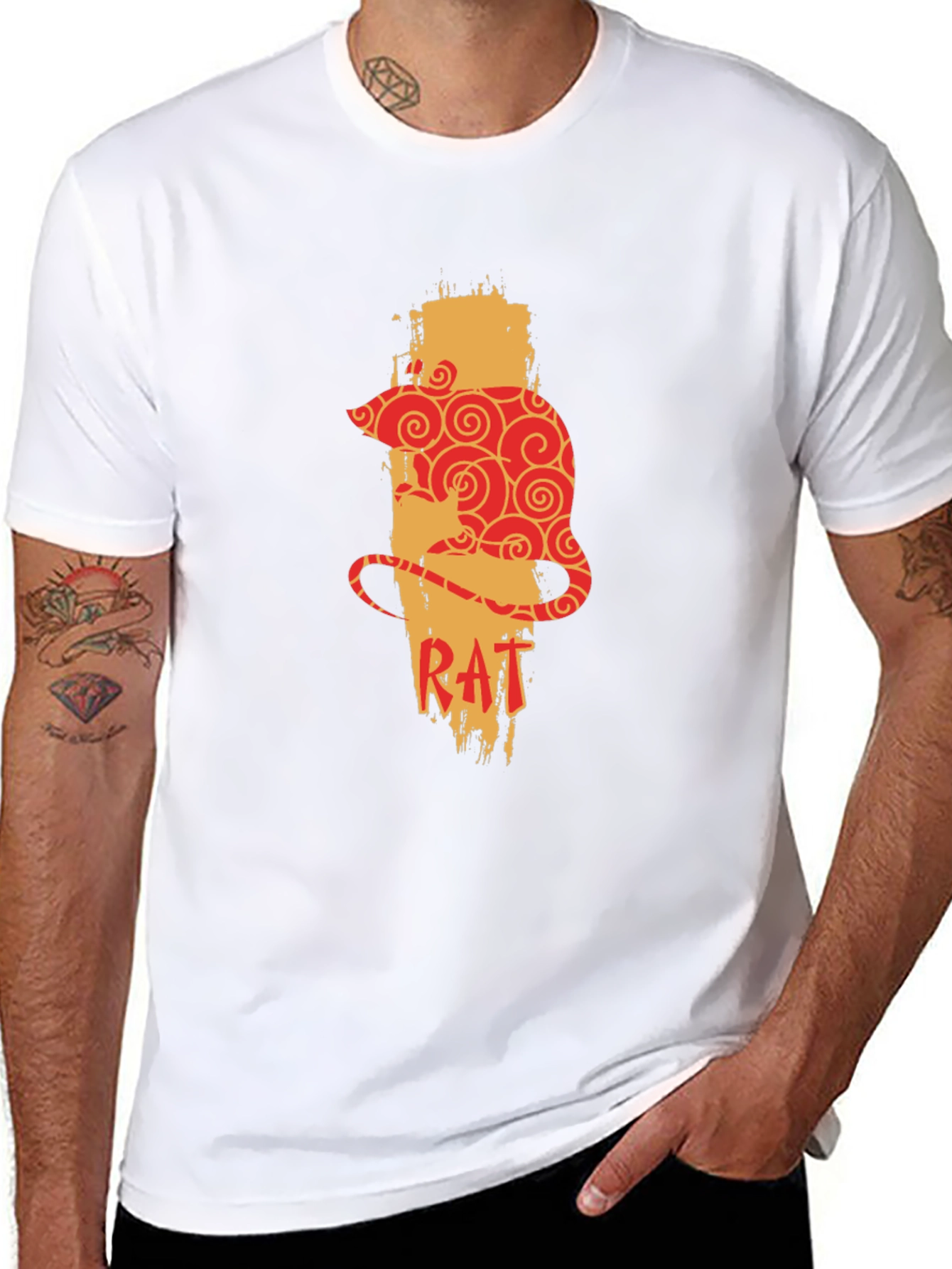 Rat Zodiac Graphic Print Mens T-Shirt