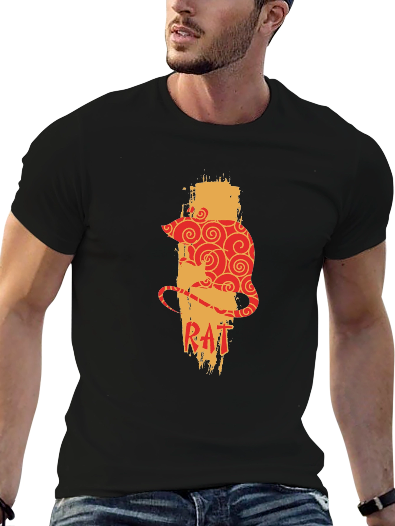 Rat Zodiac Graphic Print Mens T-Shirt