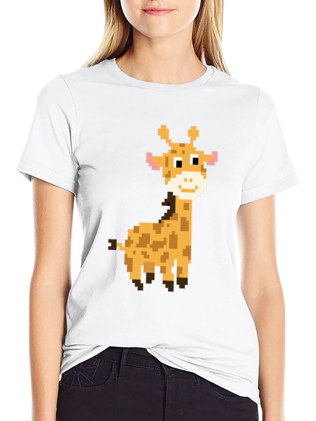 Pixel Giraffe Black T-Shirt - Unique Graphic Tee