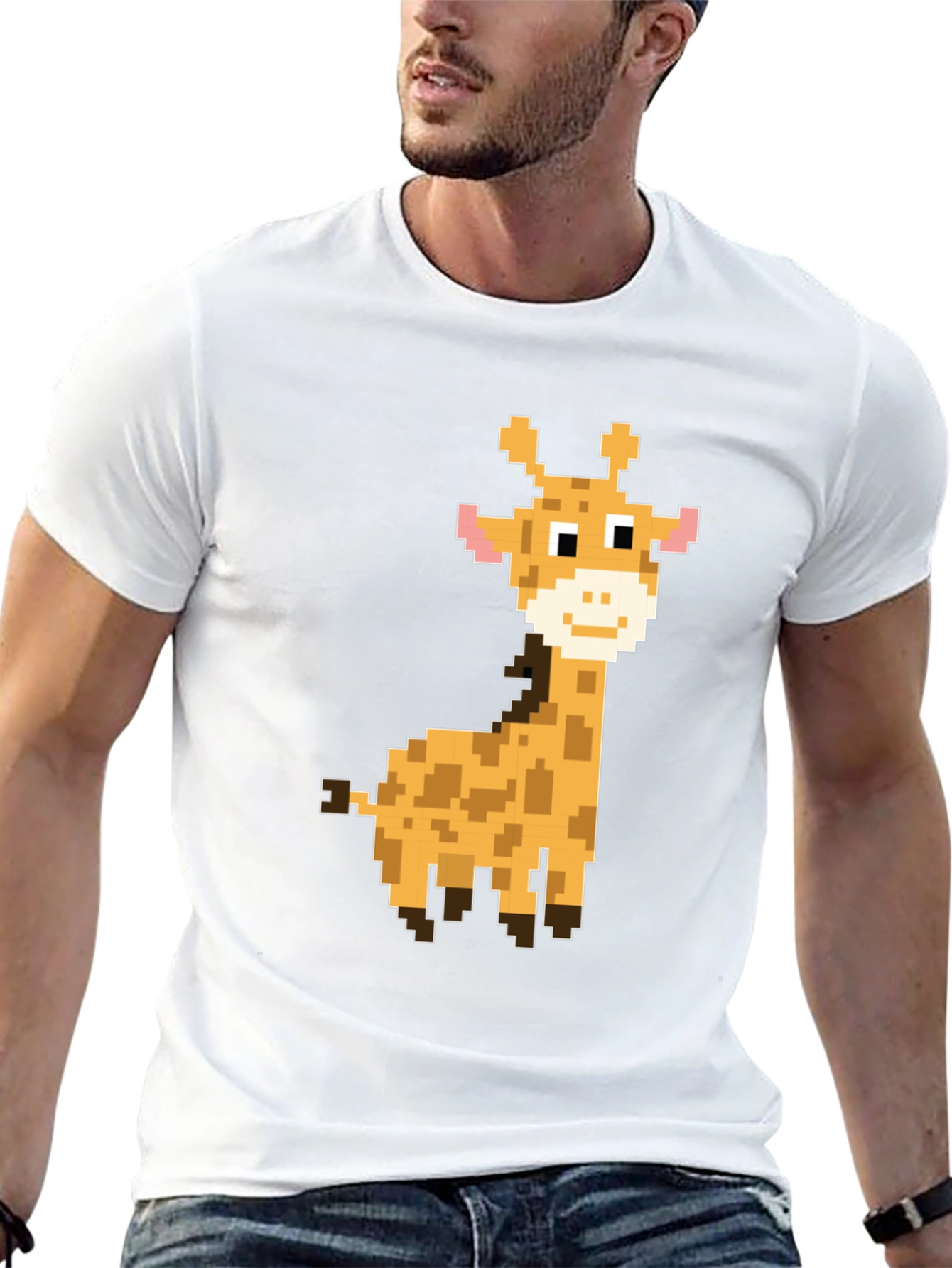 Pixel Giraffe Black T-Shirt - Unique Graphic Tee
