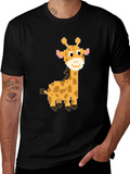 Pixel Giraffe Black T-Shirt - Unique Graphic Tee