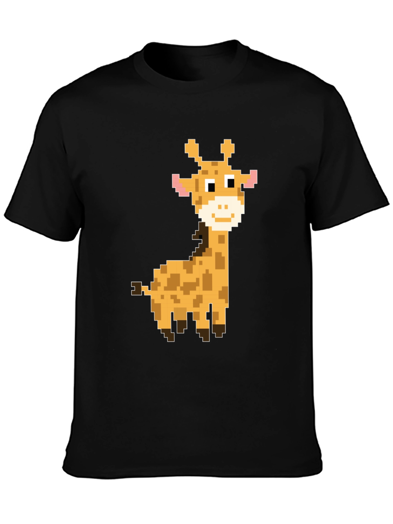 Pixel Giraffe Black T-Shirt - Unique Graphic Tee