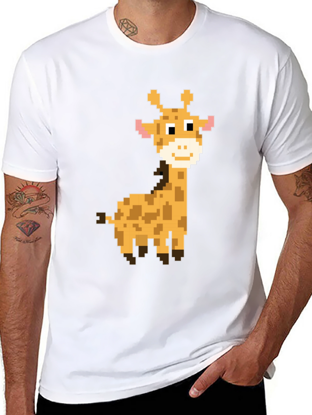 Pixel Giraffe Black T-Shirt - Unique Graphic Tee
