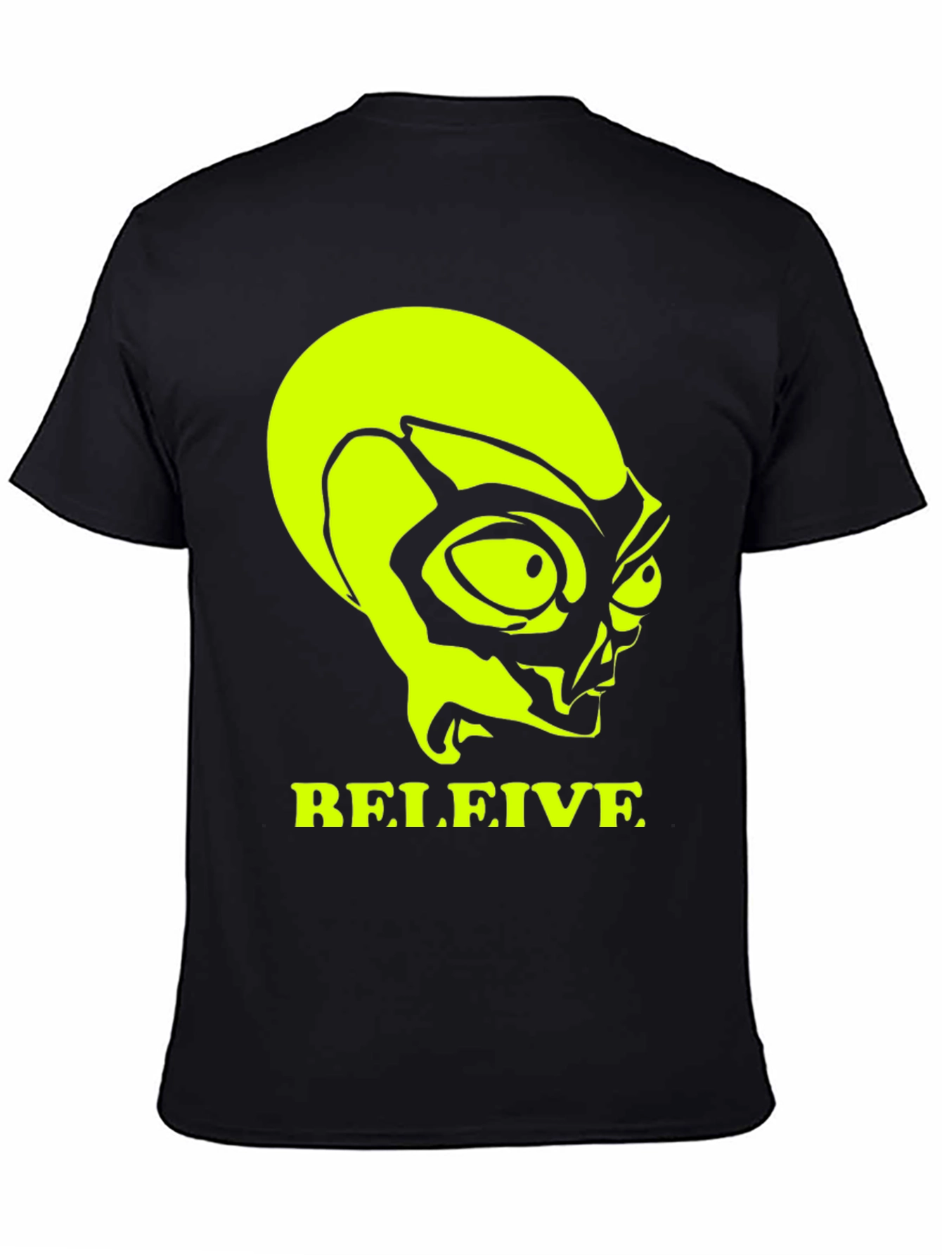 Believe Alien Graphic Tee - Black Cotton T-Shirt