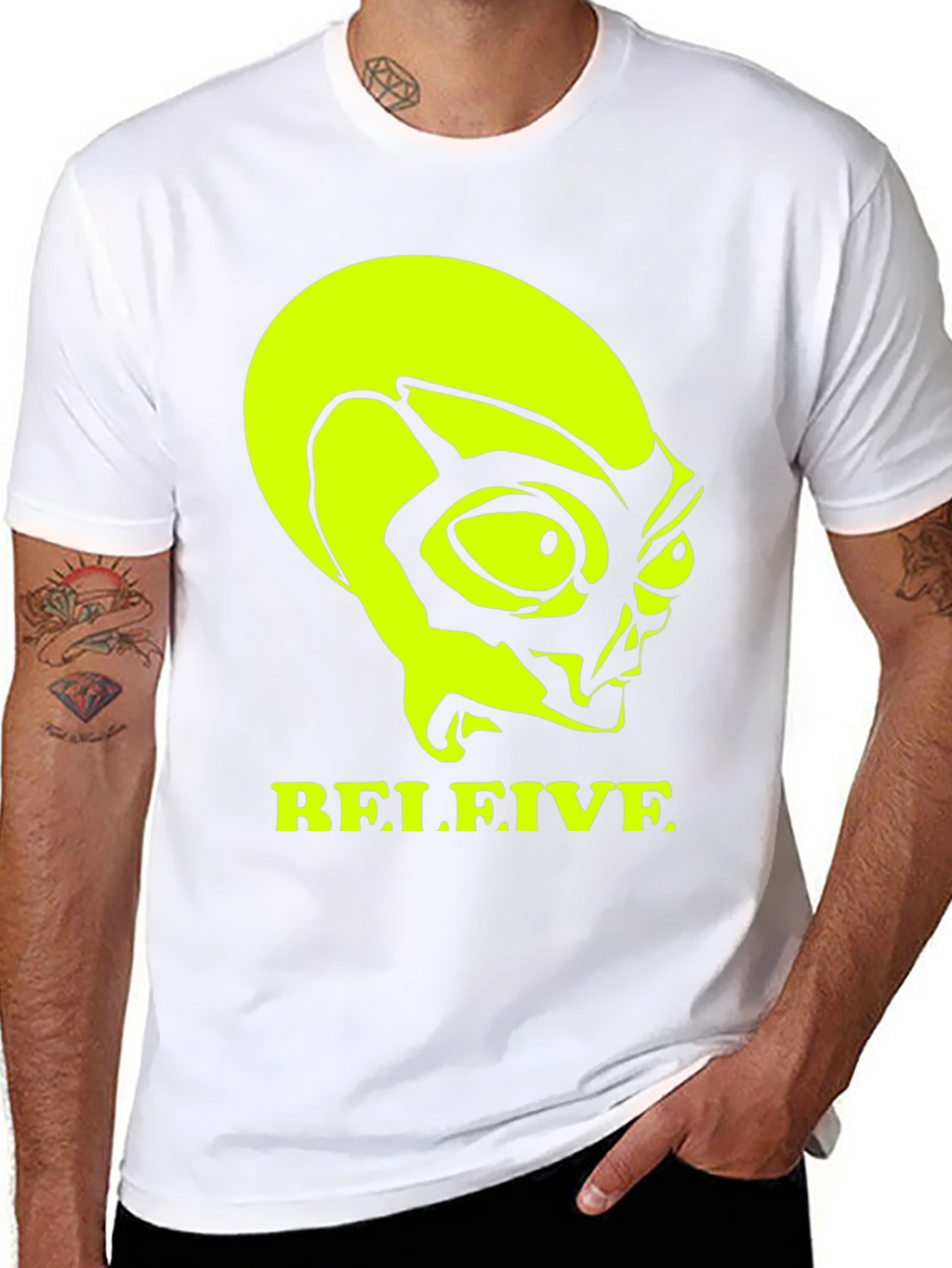 Believe Alien Graphic Tee - Black Cotton T-Shirt