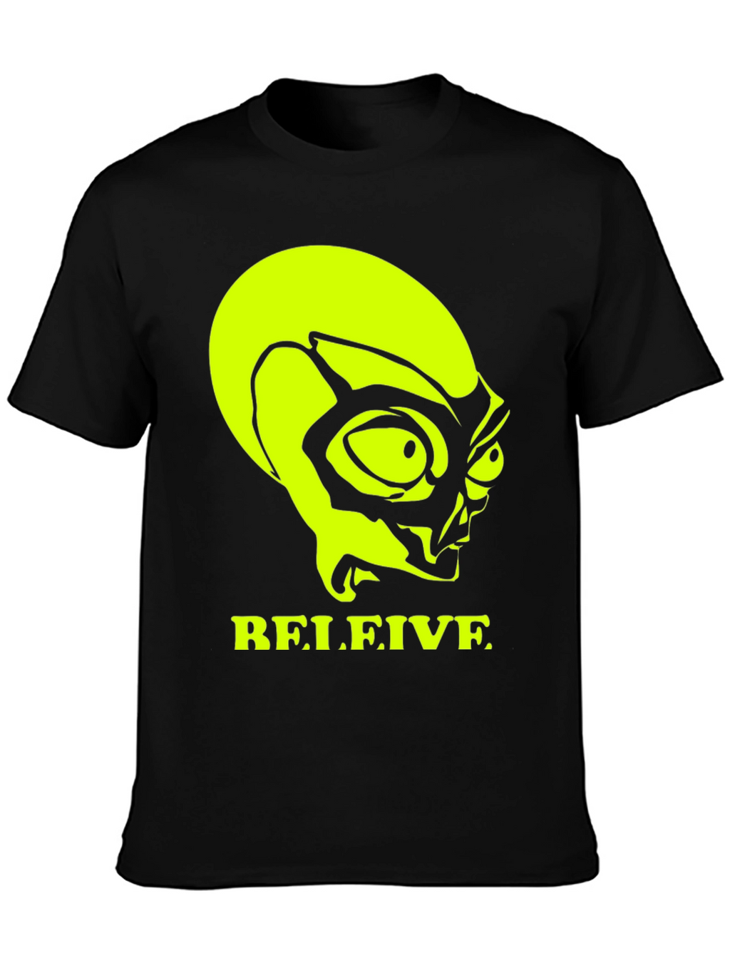 Believe Alien Graphic Tee - Black Cotton T-Shirt