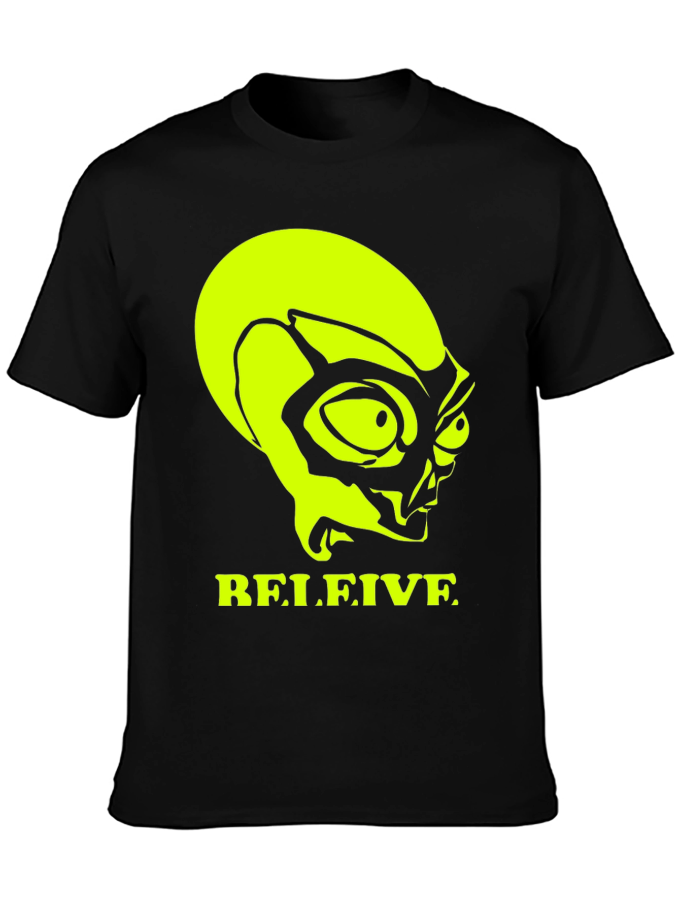 Believe Alien Graphic Tee - Black Cotton T-Shirt