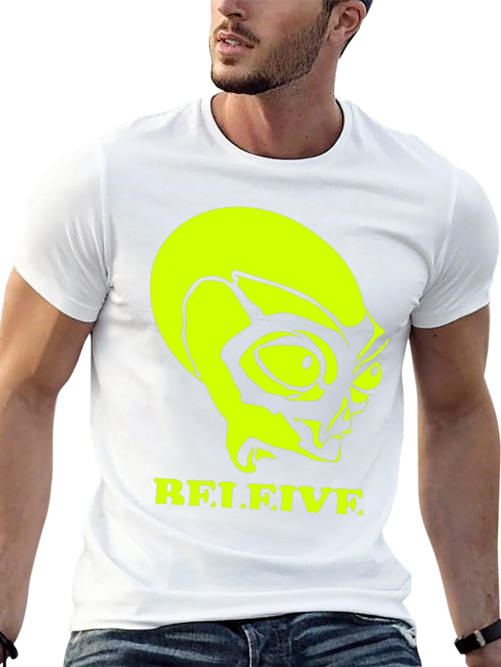 Believe Alien Graphic Tee - Black Cotton T-Shirt