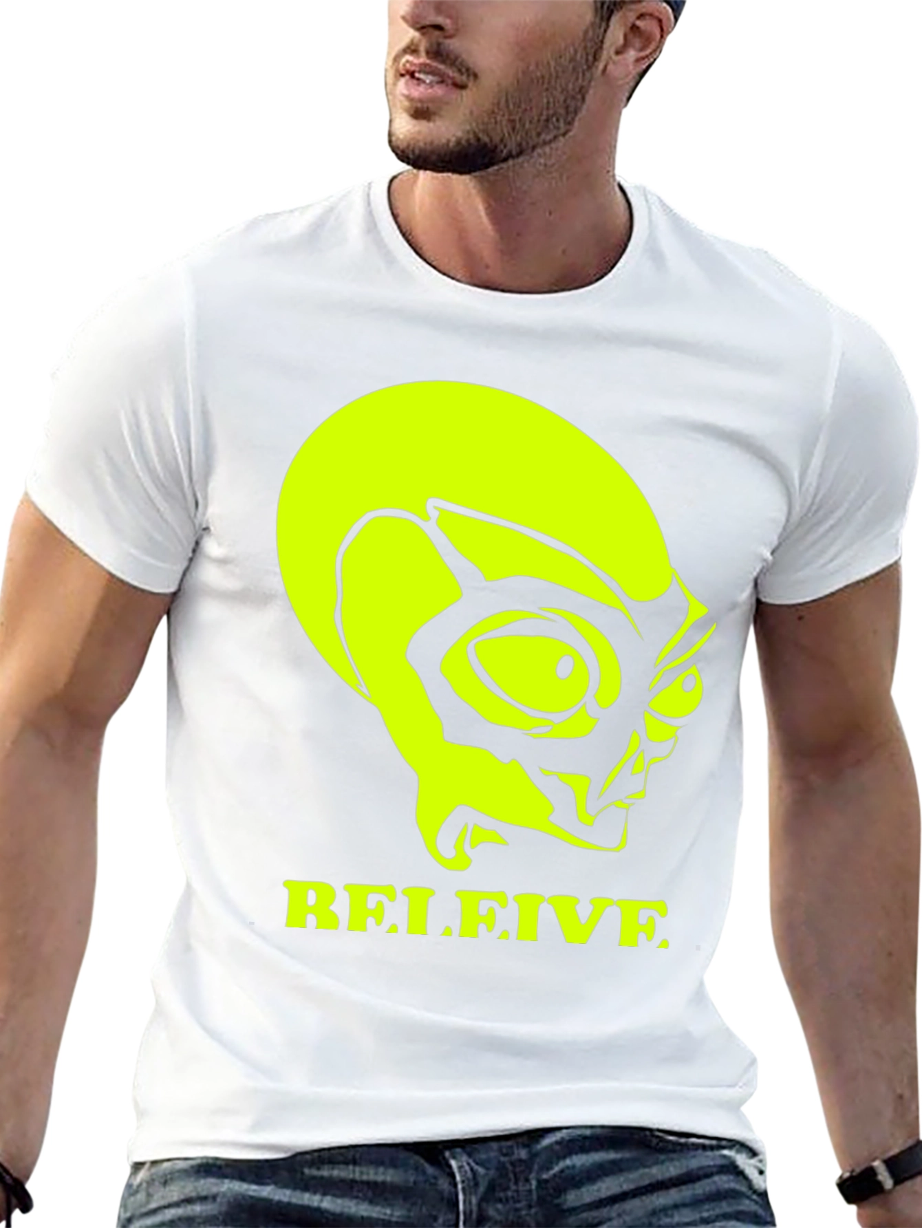 Believe Alien Graphic Tee - Black Cotton T-Shirt