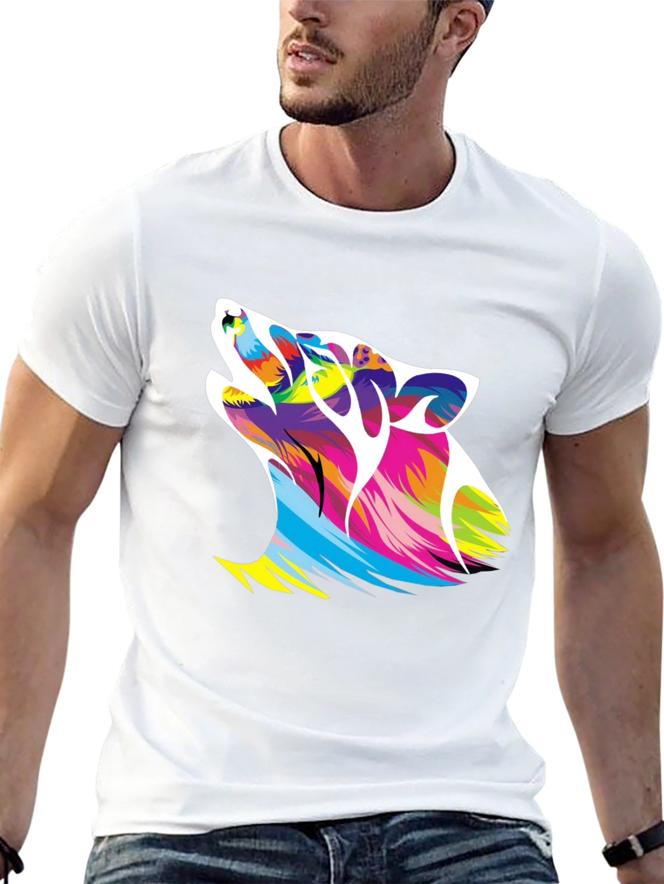 Vivid Wolf Graphic Black T-Shirt