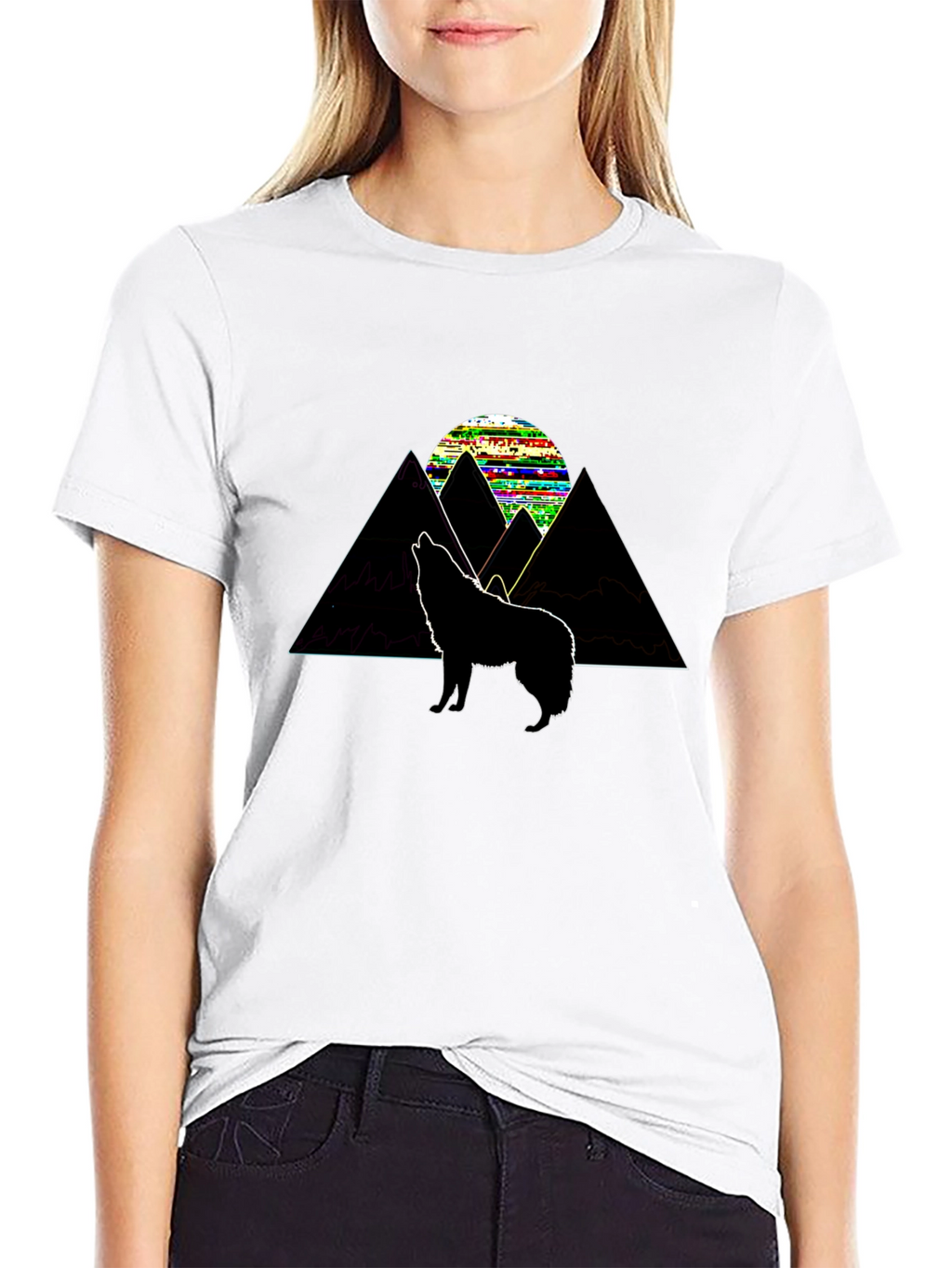Mountain Wolf Graphic Tee - Black Cotton T-Shirt