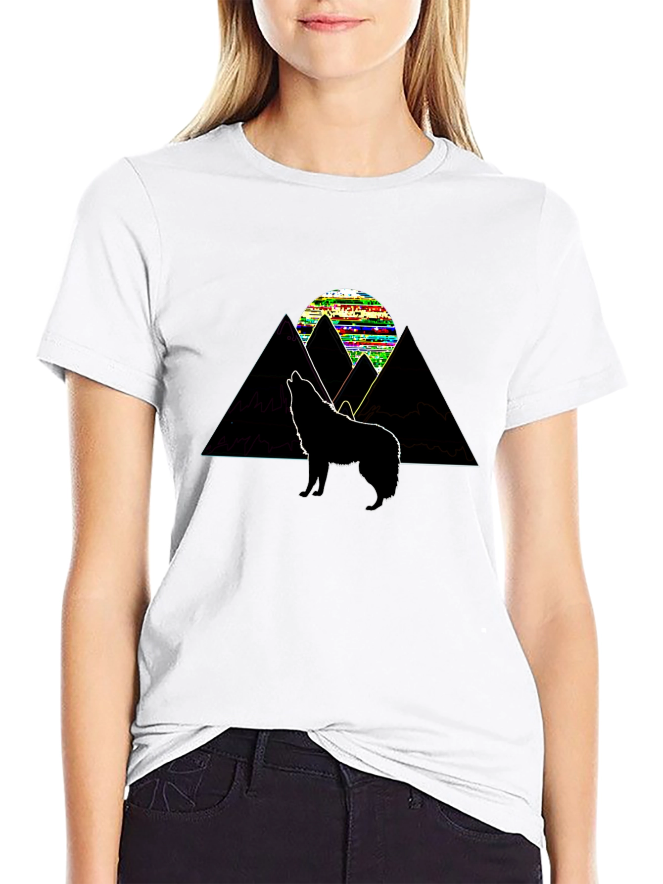 Mountain Wolf Graphic Tee - Black Cotton T-Shirt
