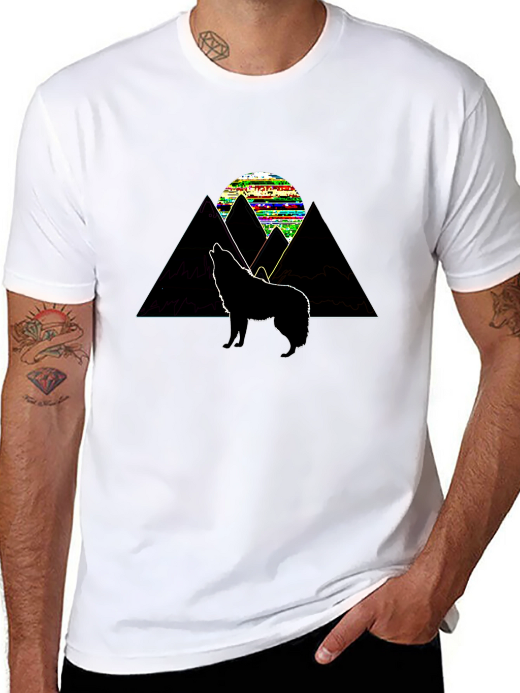 Mountain Wolf Graphic Tee - Black Cotton T-Shirt