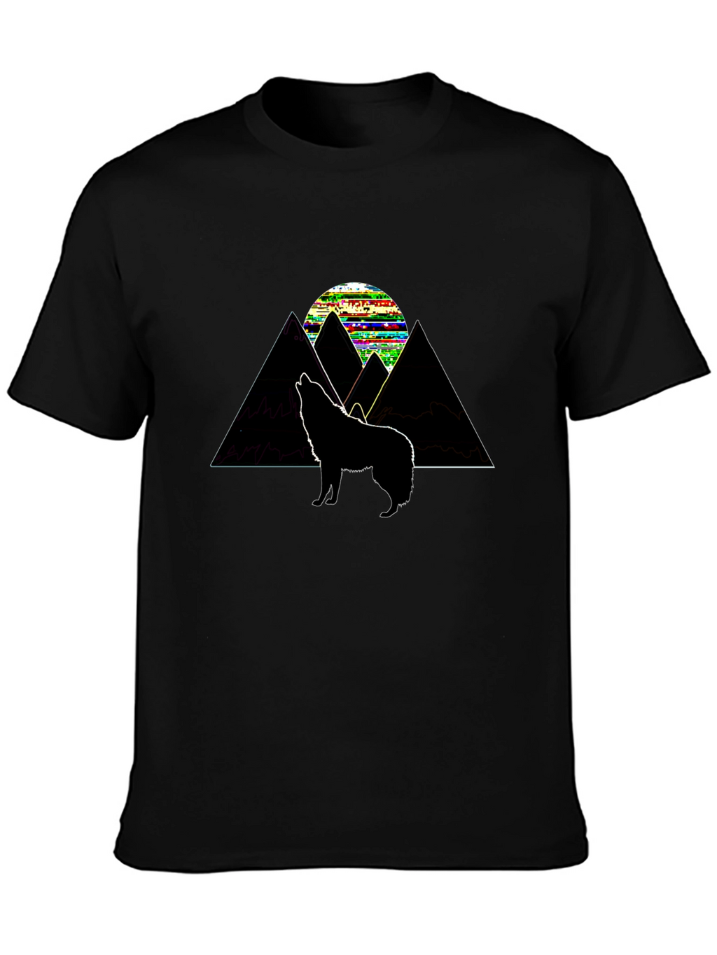 Mountain Wolf Graphic Tee - Black Cotton T-Shirt