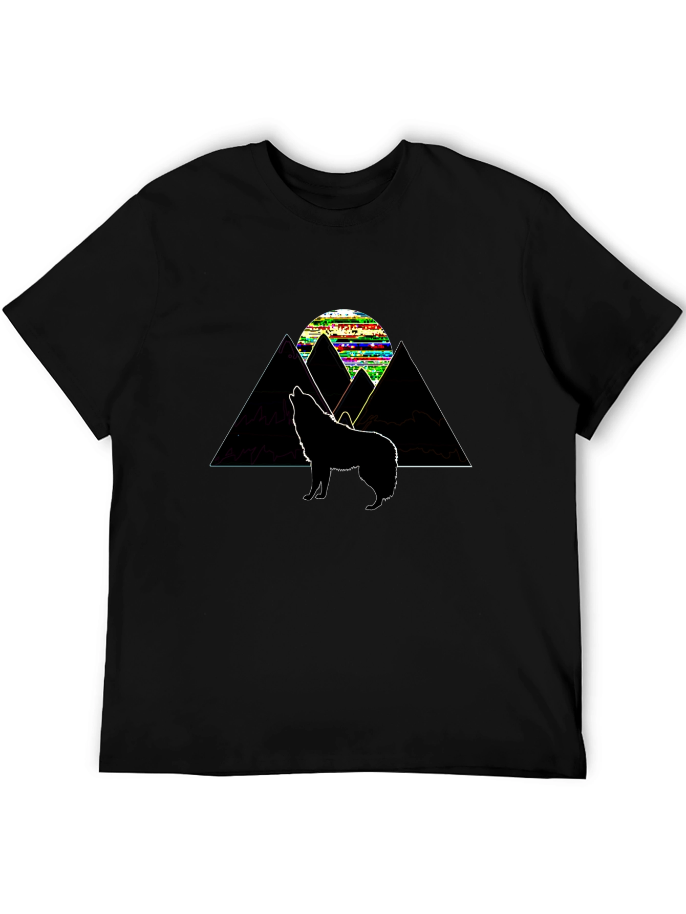 Mountain Wolf Graphic Tee - Black Cotton T-Shirt